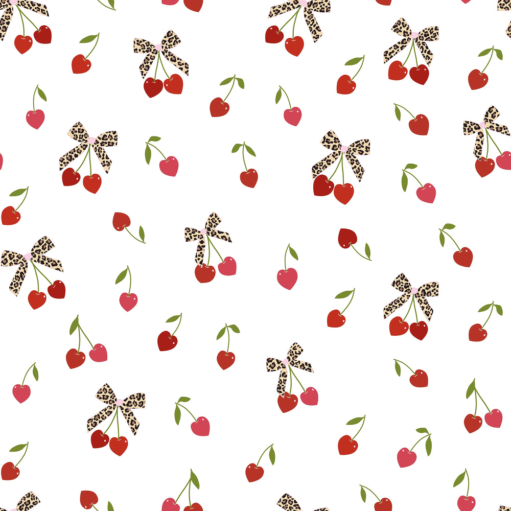 Leopard Cherry Kisses Wallpaper in Pink & Red