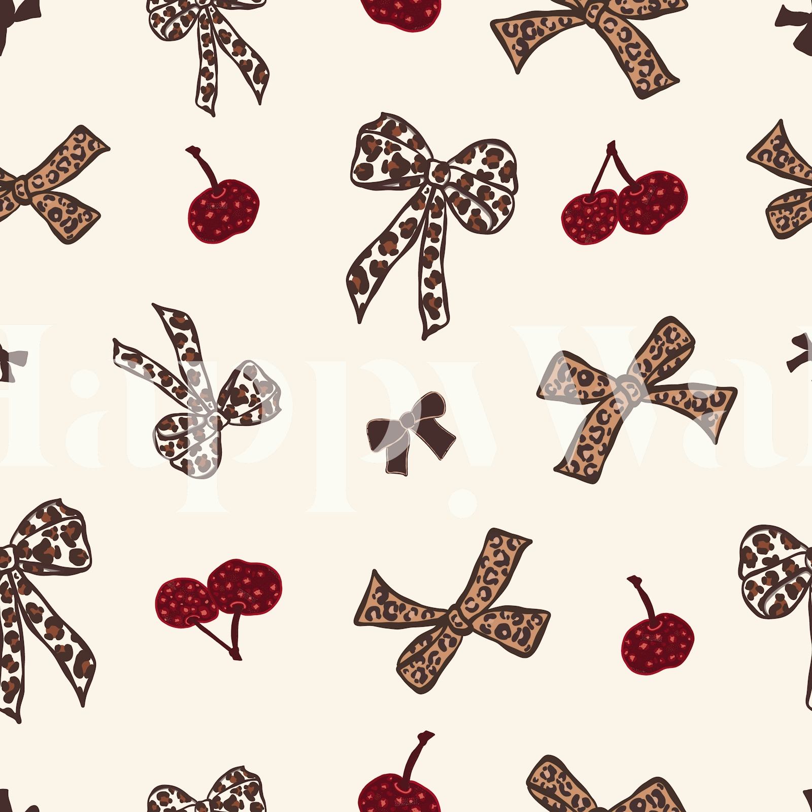 Leopard Cherry Pattern Wallpaper