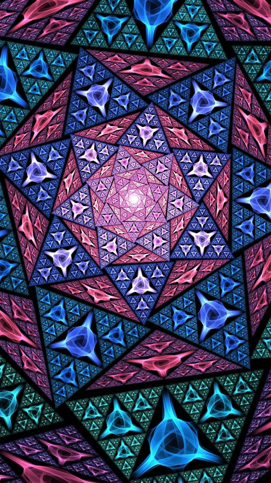 Download Psychedelic iPhone Triangular Patterns Wallpaper