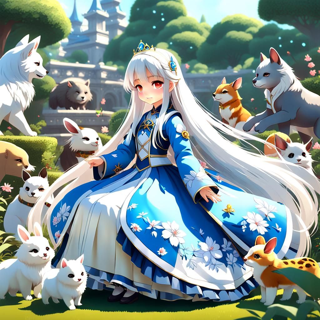 A Princess Playing With Animals Princess Plays With