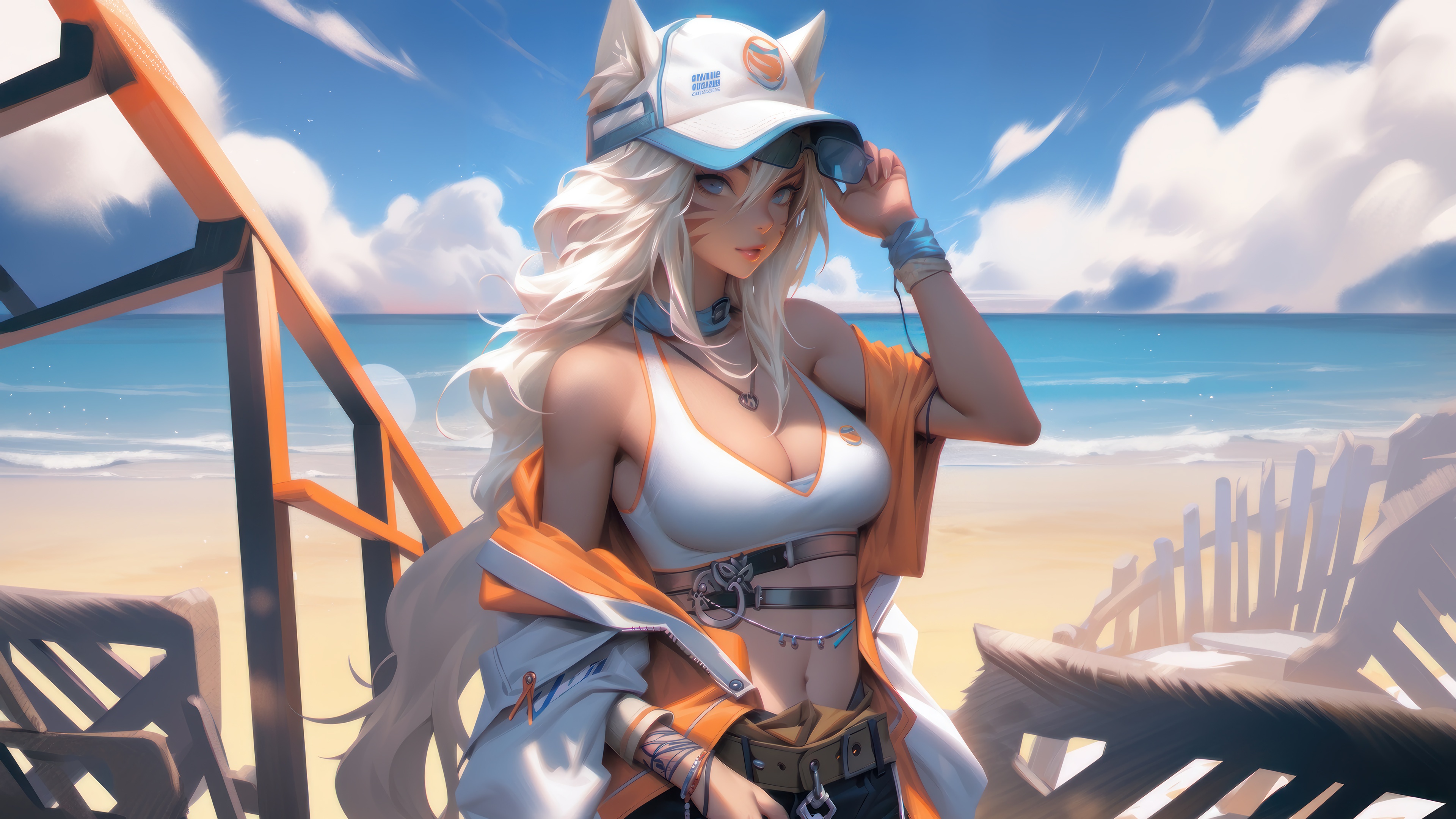 Wallpaper fox, girls, anime, digital art for mobile and desktop, section ии арт, resolution 3840x2160