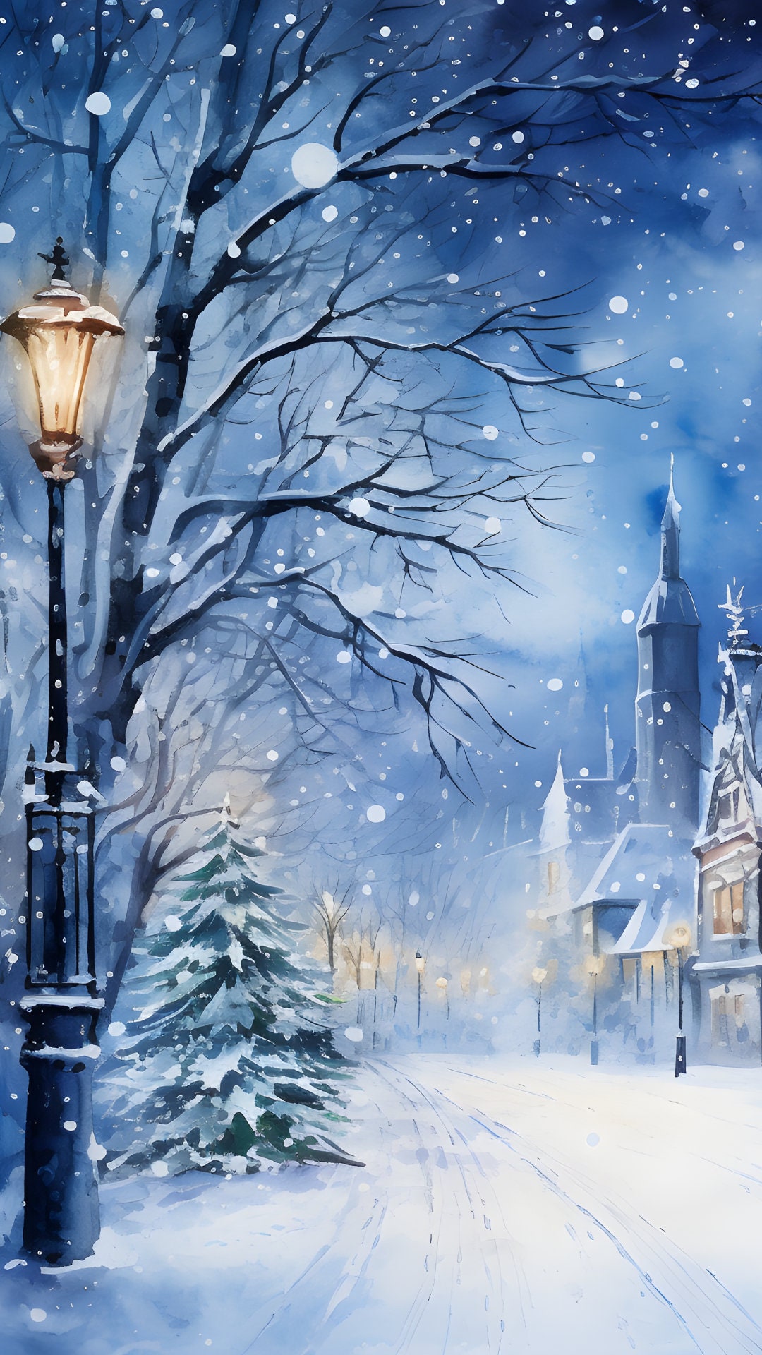 Blue Winter Wonderland Phone Wallpaper (digital Download)