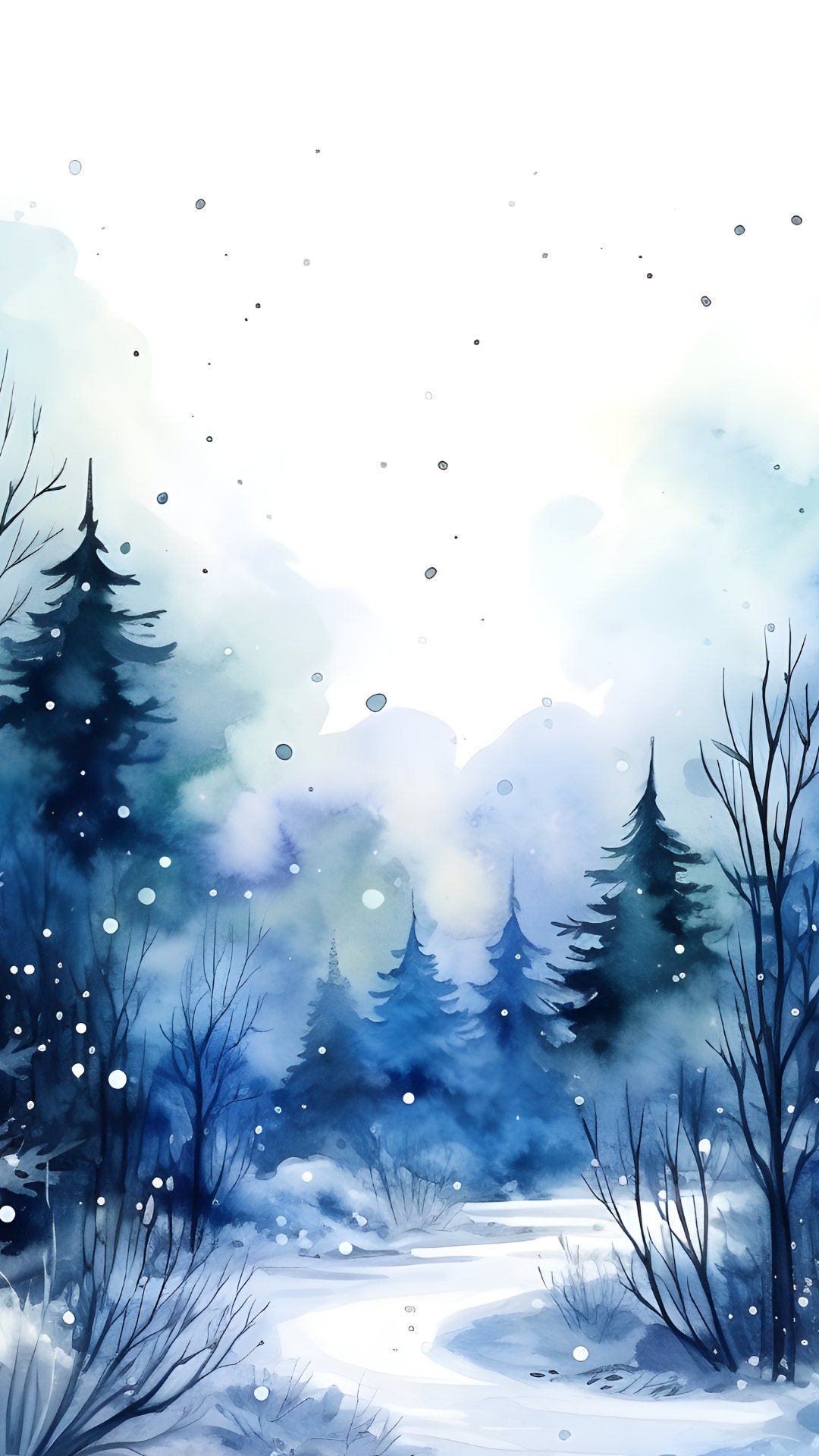 Blue Winter Wonderland Phone Wallpaper (digital Download)