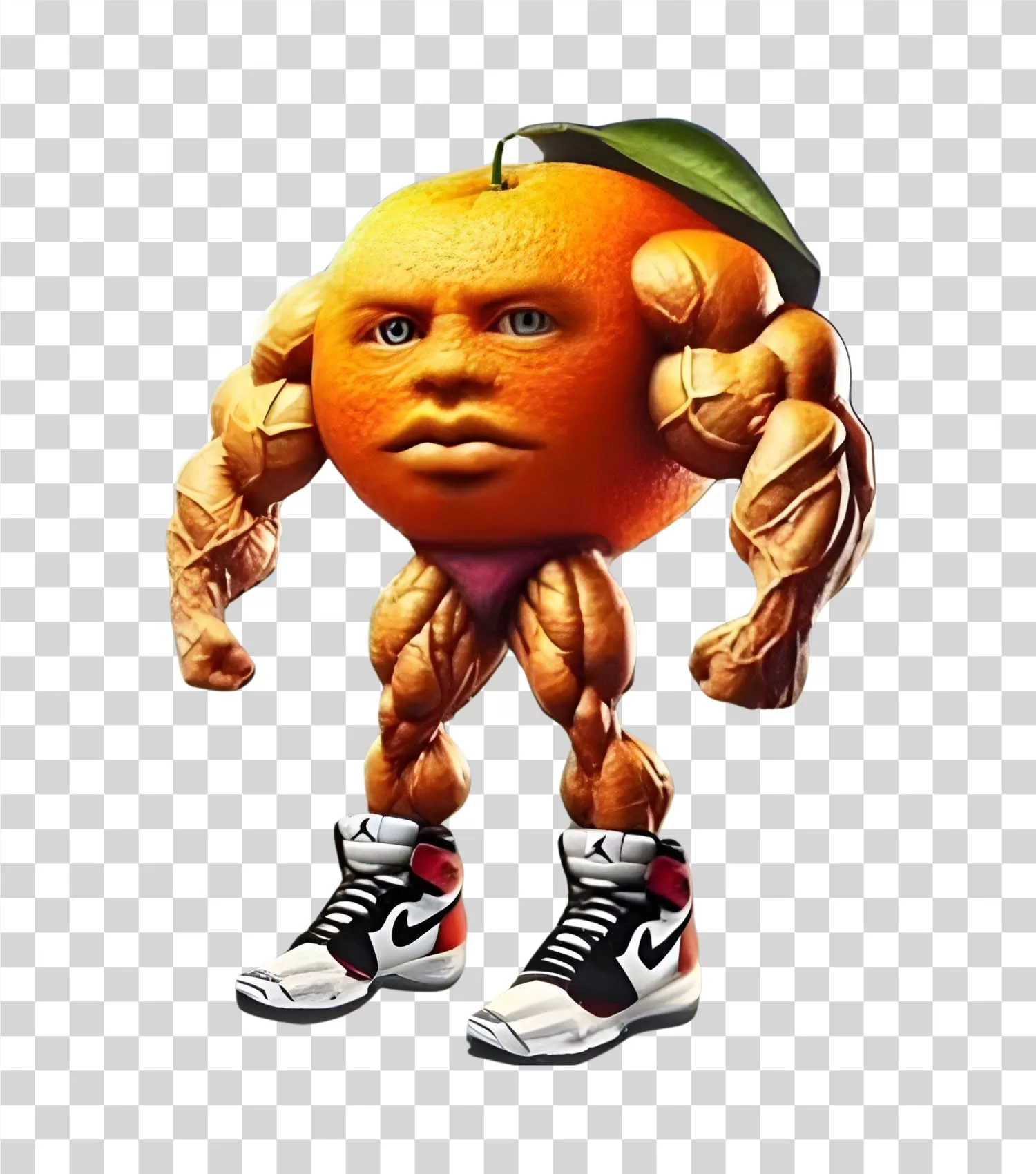 Udin Din Din Dun, Muscled Orange Man Meme, Viral TikTok Trend, Transparent PNG Image
