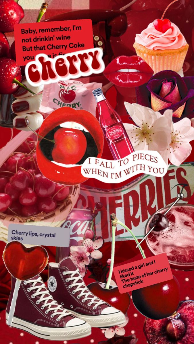 red cherry collage
