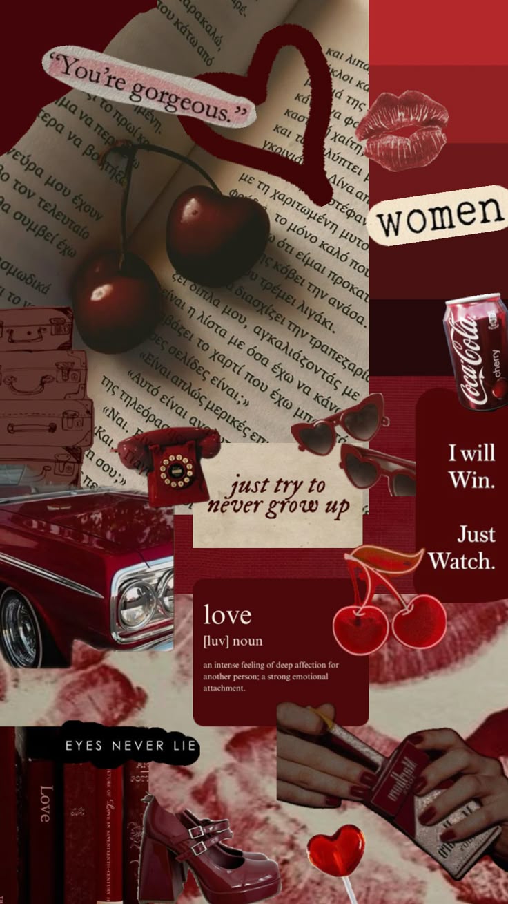 vintage #books #wallpaper #red #cherry #love