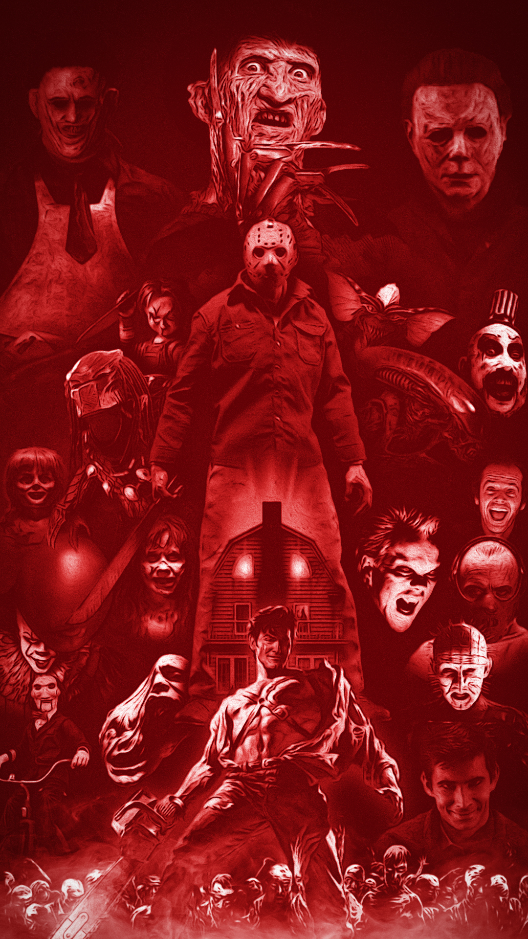 Made this in photohop, mashup of various horror movies can you see them all