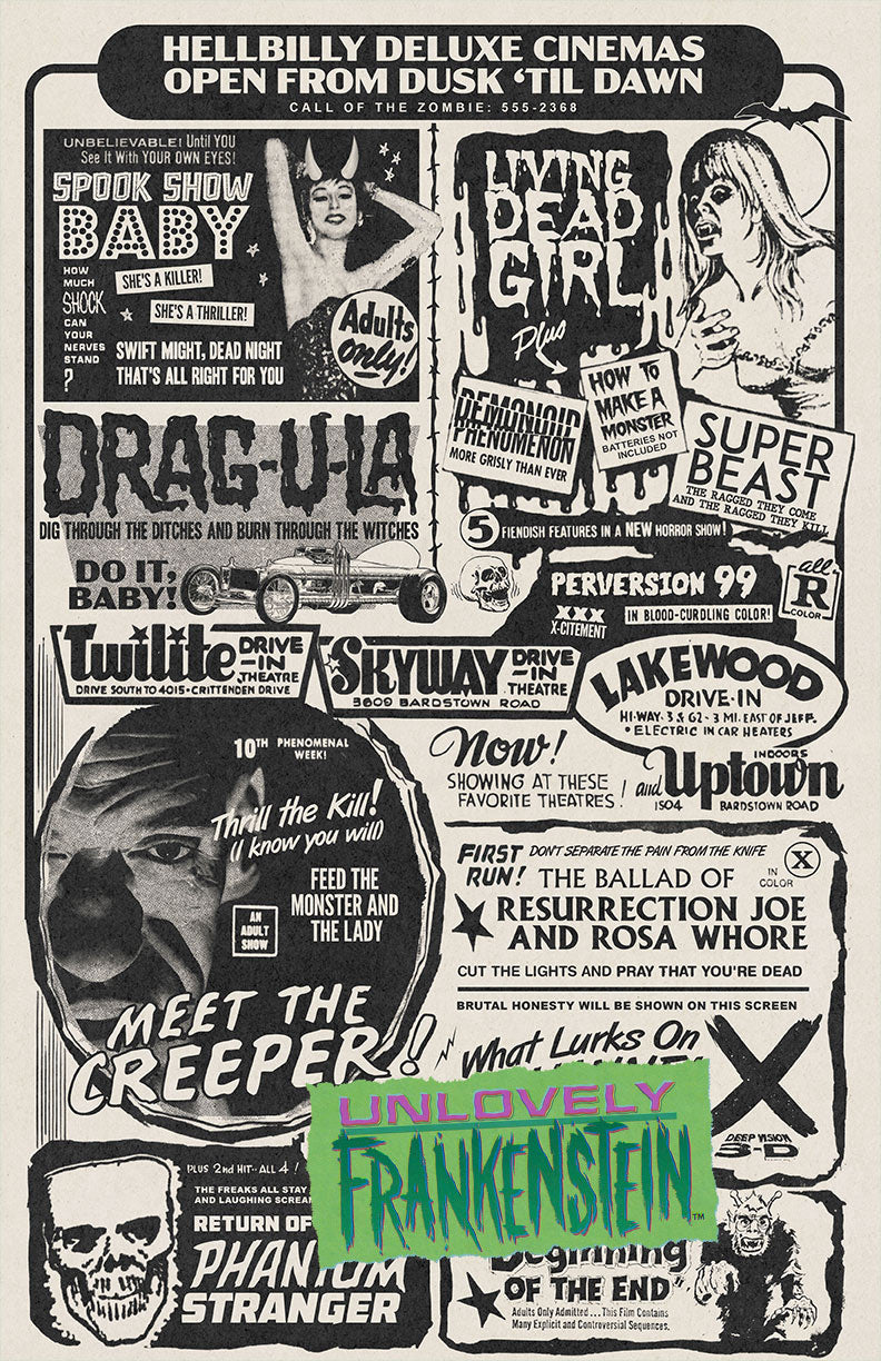 Hellbilly Deluxe Movie Listings (ACID STAINED PRINT)x17 Art Print (Copy)