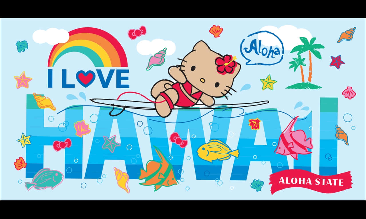 Download Hawaiian Hello Kitty Surfing Wallpaper