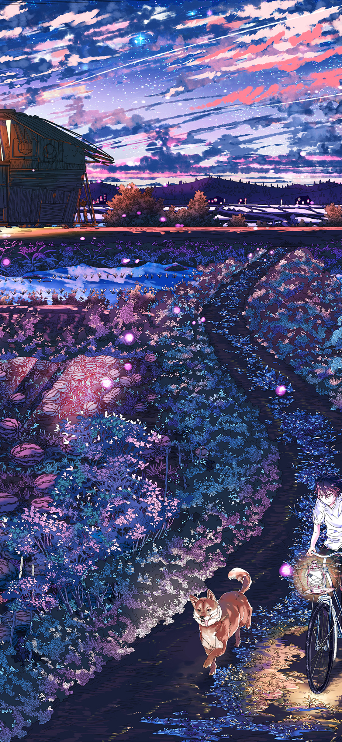 iPhone X wallpaper. anime night art sunset lovely illustration