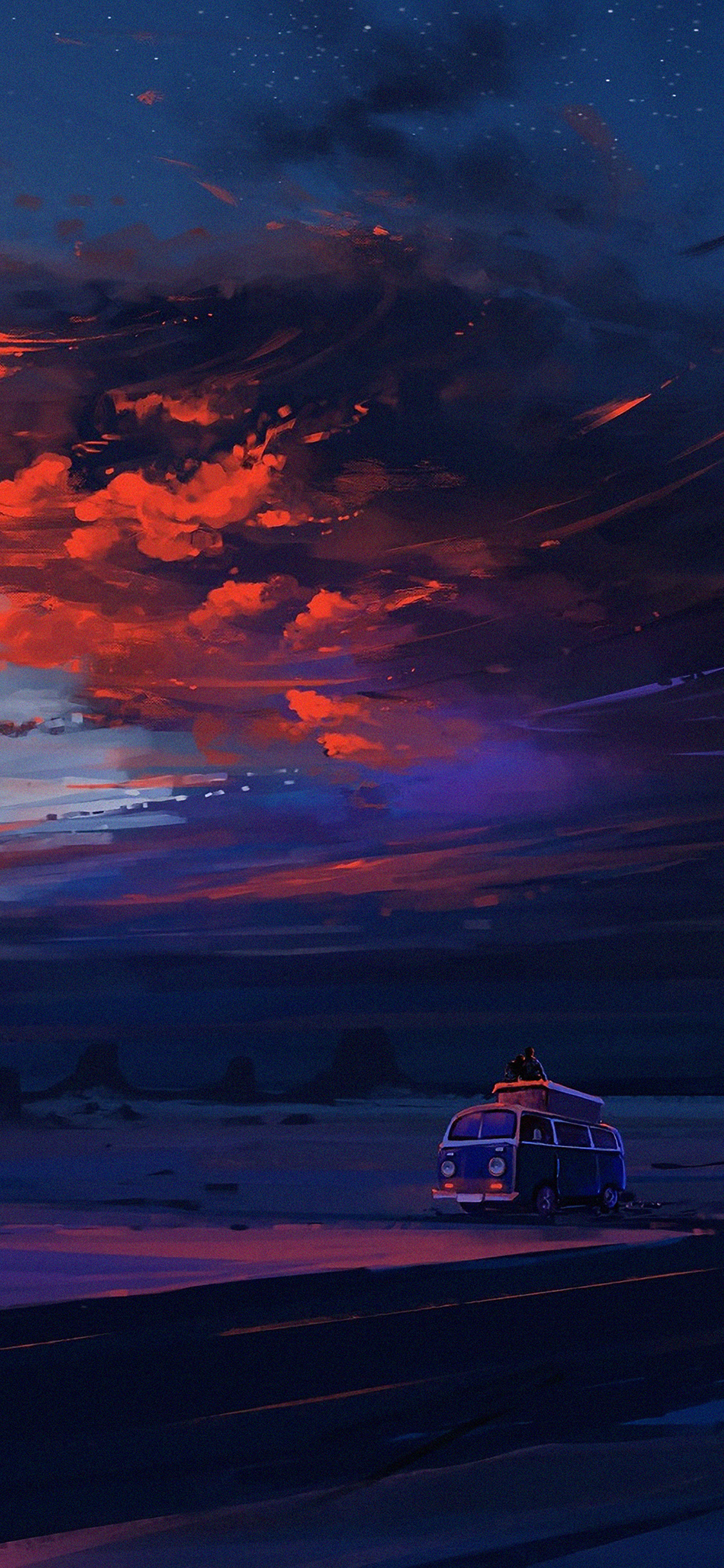 iPhone X wallpaper. art trip anime night