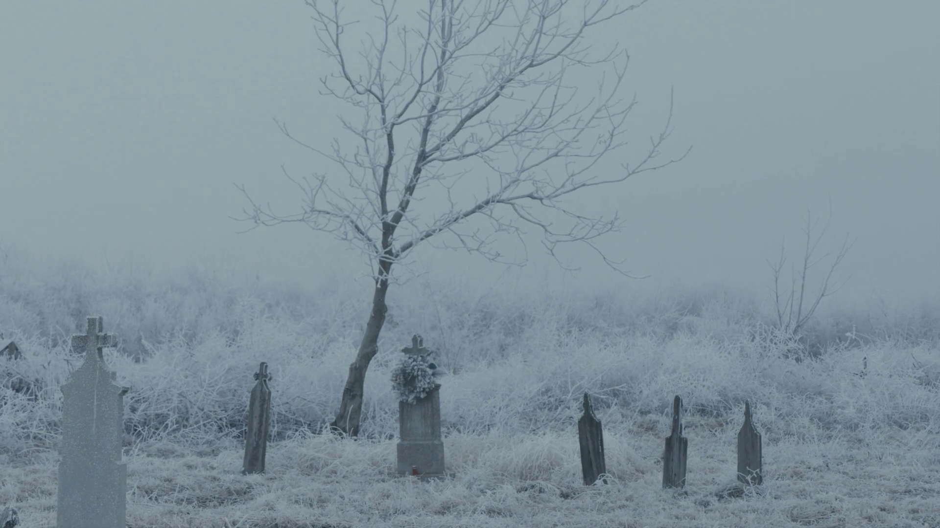 Old Cemetery in Winter Snow