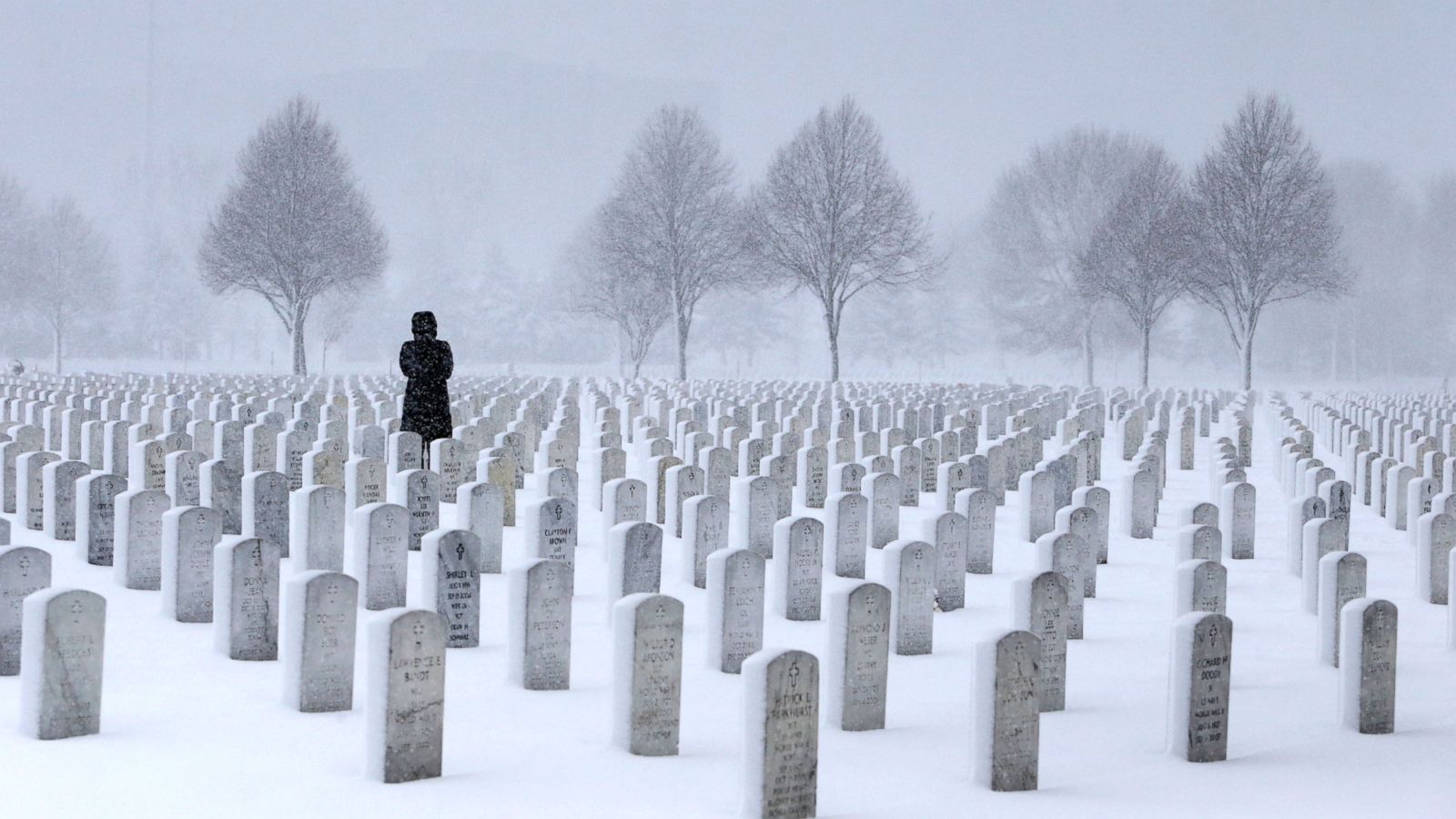 Photographer Captures Haunting Image of Lone Woman Visiting Cemetery