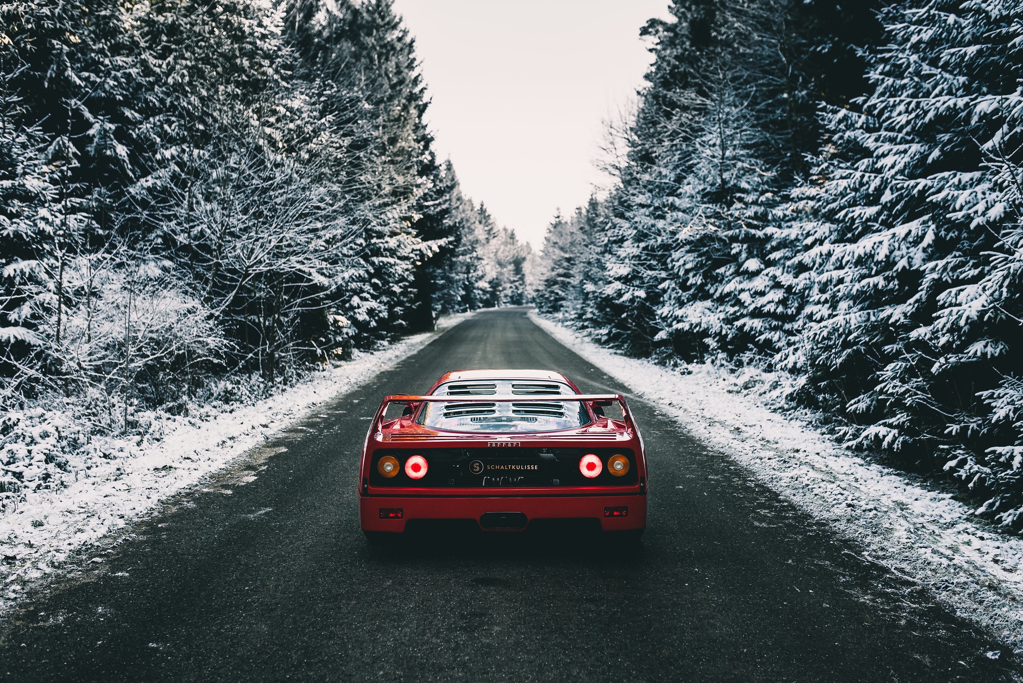 Wallpaper F40, trees, winter for mobile and desktop, section ferrari, resolution 2048x1367