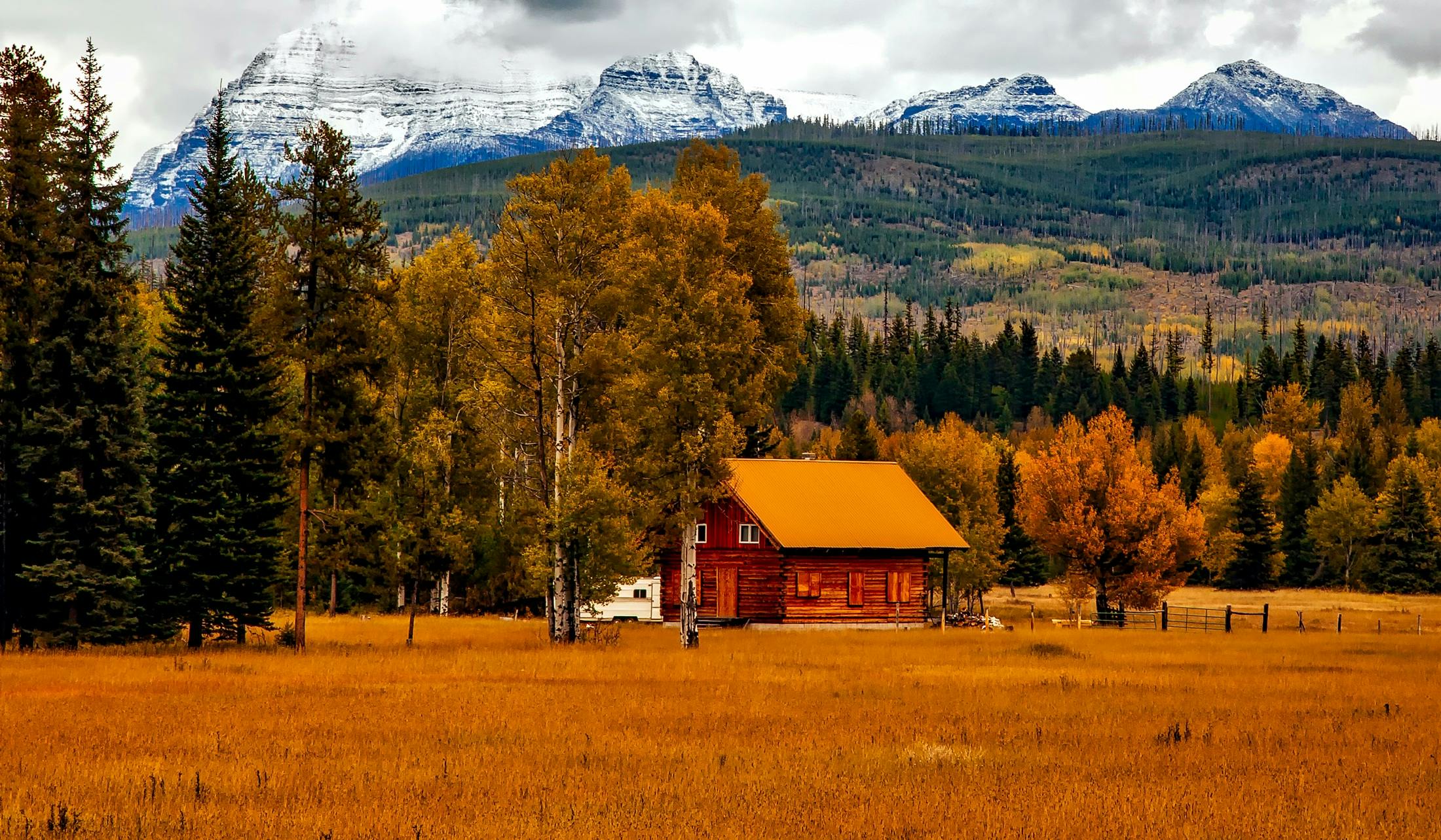 Brown Cabin Near Trees and Mountains · Free