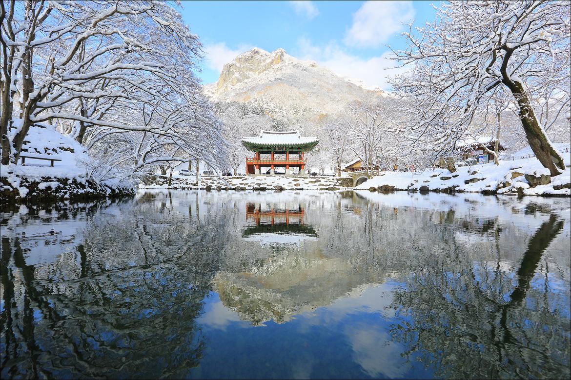 Snowy landscape in South Korea