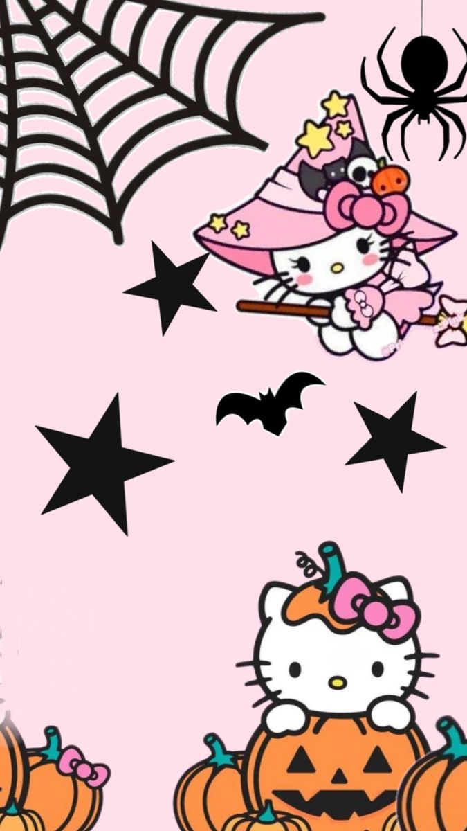 Hello kitty background Halloween. Hello kitty halloween wallpaper, Pink hello kitty wallpaper iphone, Hello kitty background