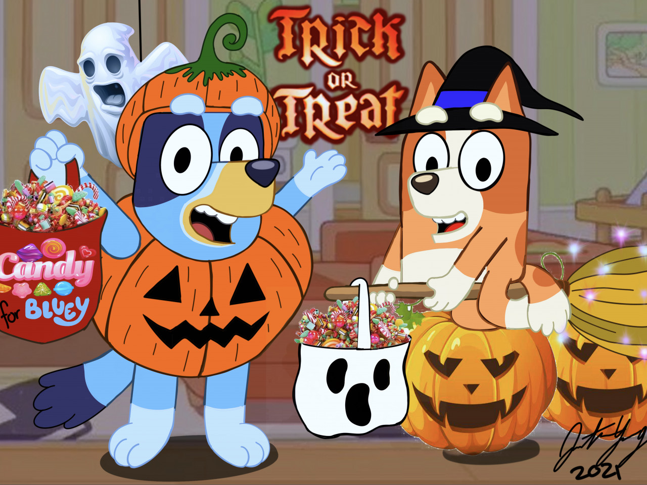 Bluey and Bingo Trick or Treat by yingcartoonman - Fur Affinity [dot] net