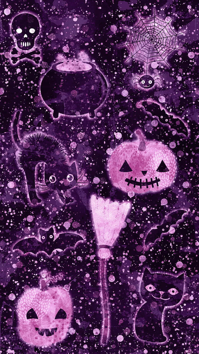 Download Cute Pumpkin iPhone Deep Purple Wallpaper