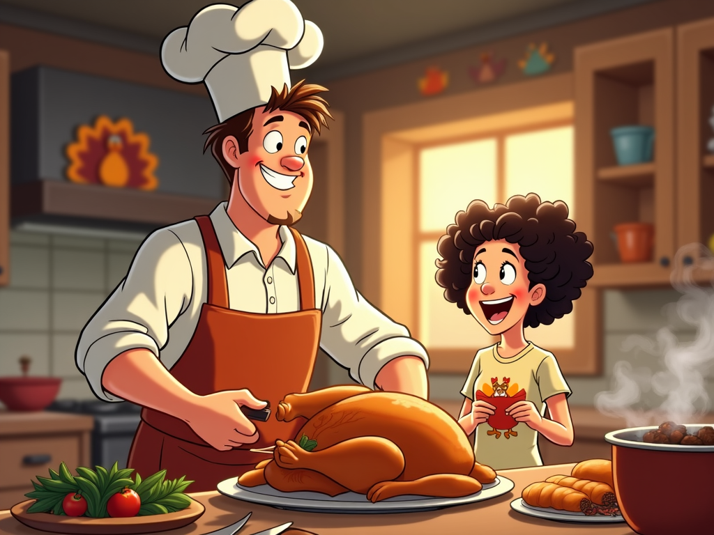 Cartoon Thanksgiving Dinner Photo AI Designer