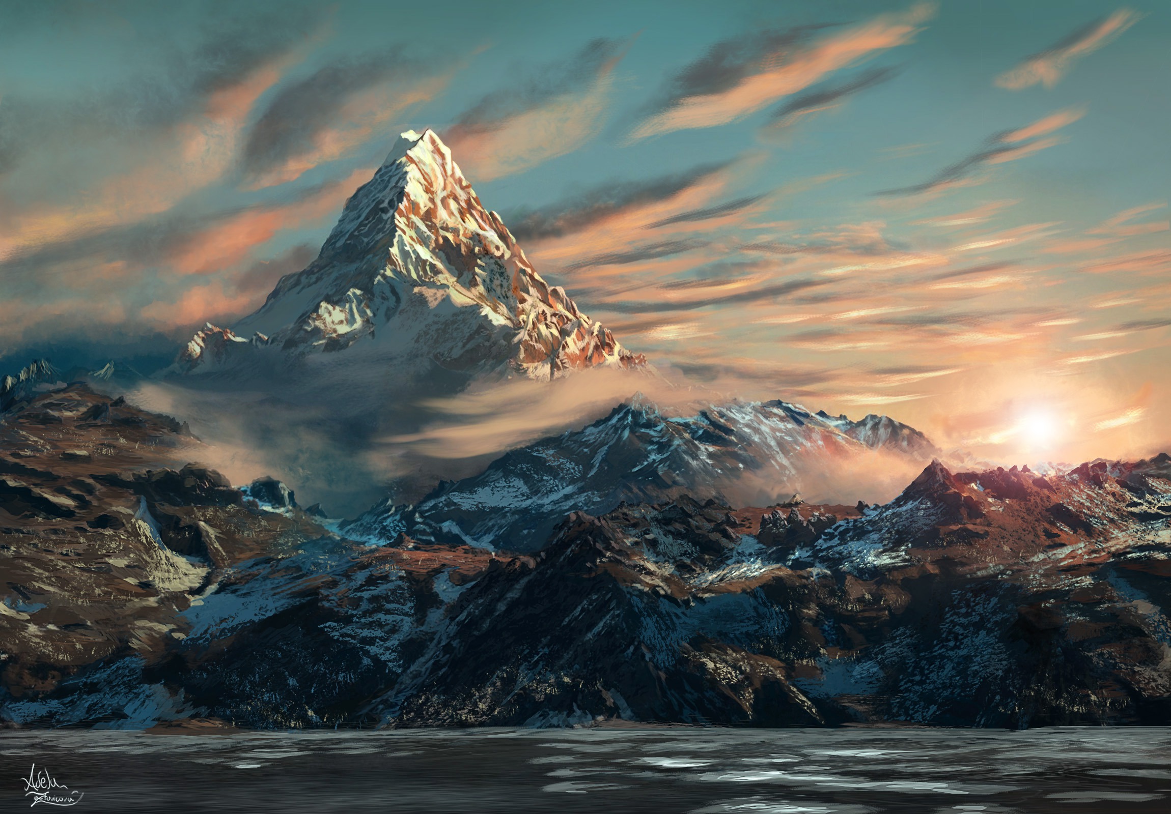 Wallpaper art, The hobbit, Erebor, The lonely mountain for mobile and desktop, section фильмы, resolution 2300x1600