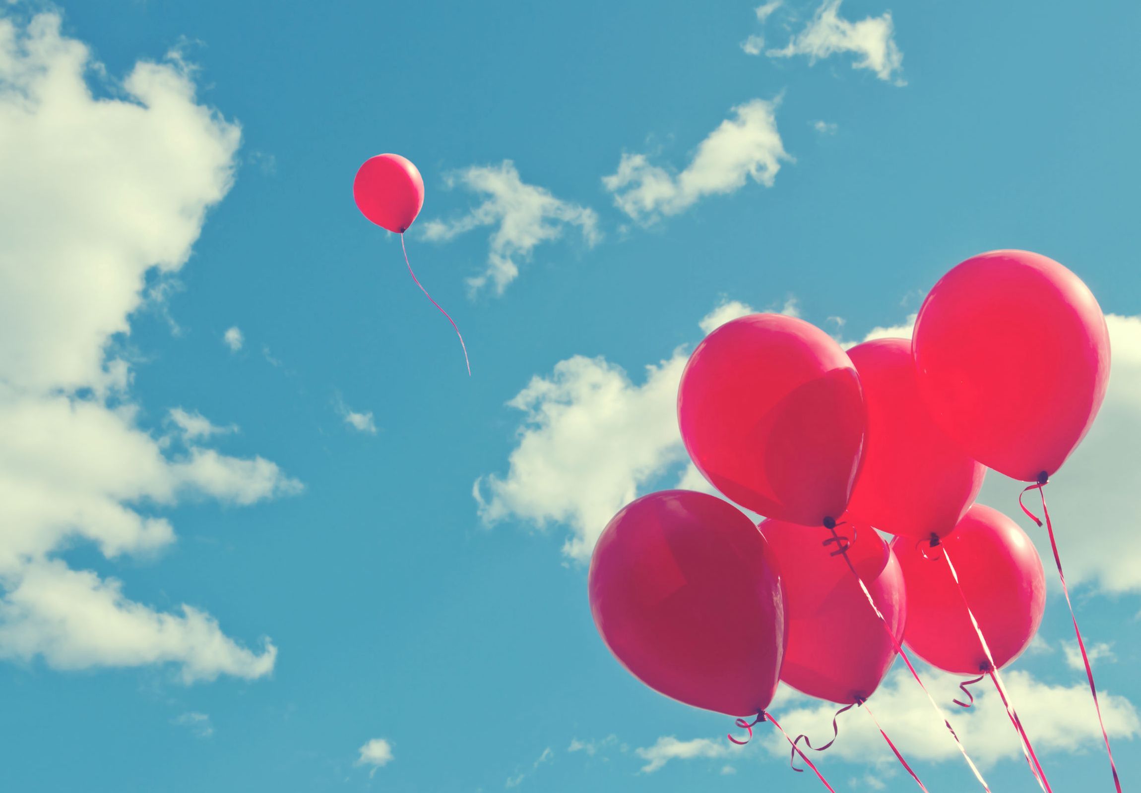 Wallpaper the sky, clouds, balls, joy, balloons, background, holiday, widescreen for mobile and desktop, section настроения, resolution 2300x1600