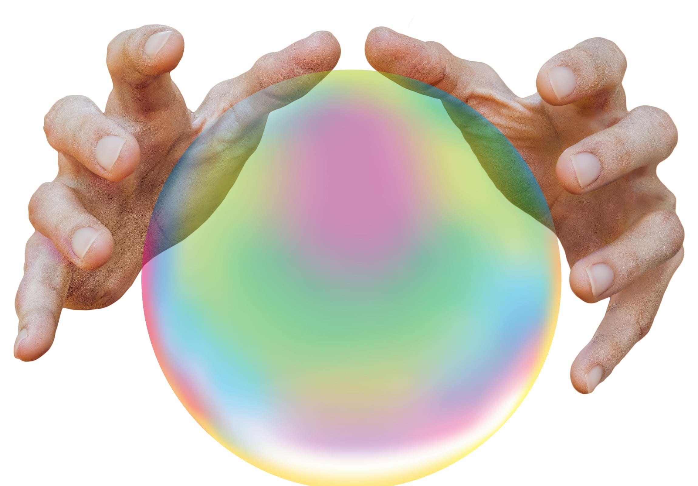 Royalty Free Photo: Person's Hands Near Iridescent Ball