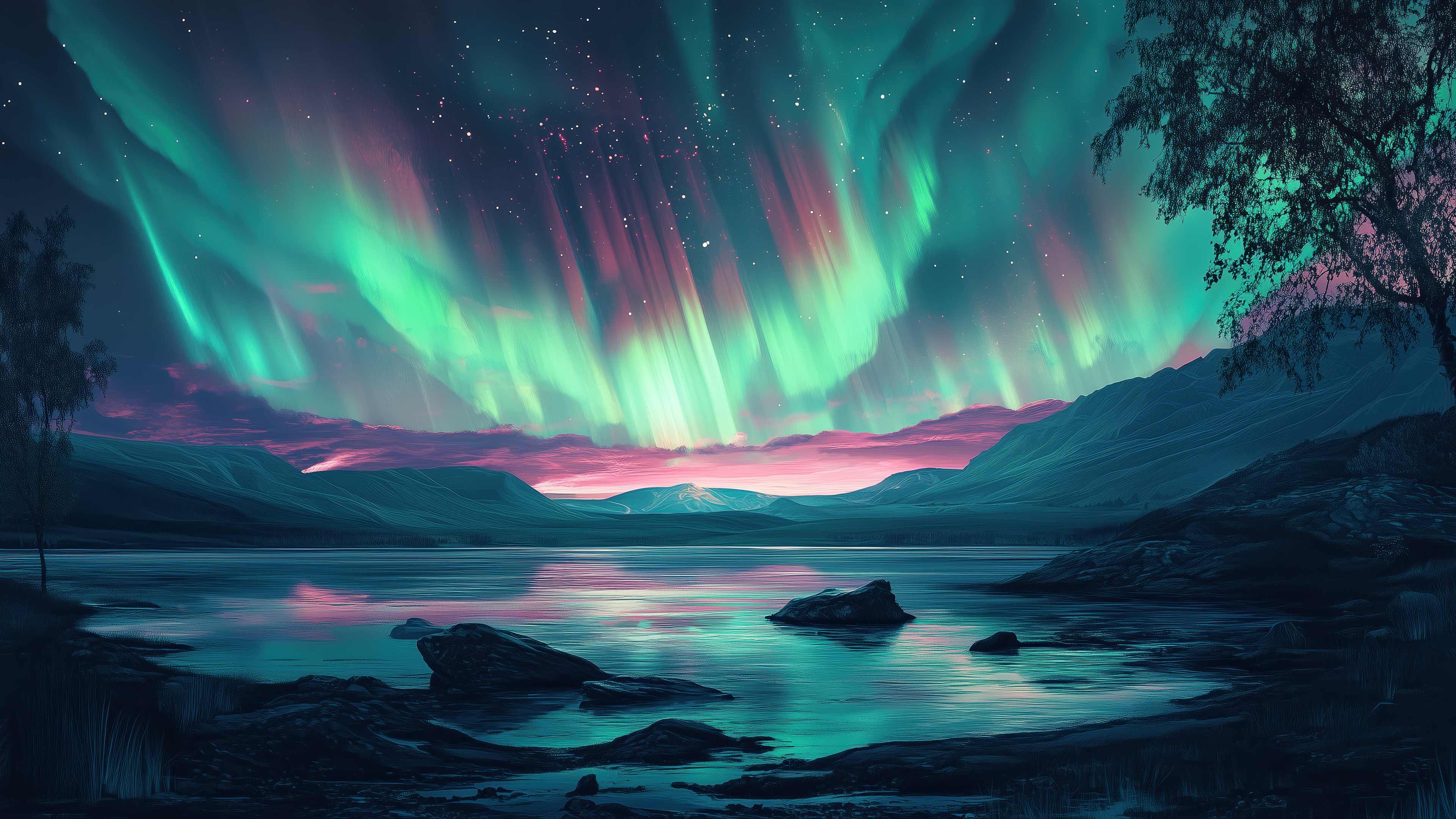 Northern Lights Night Sky Wallpaper 4K HD PC d