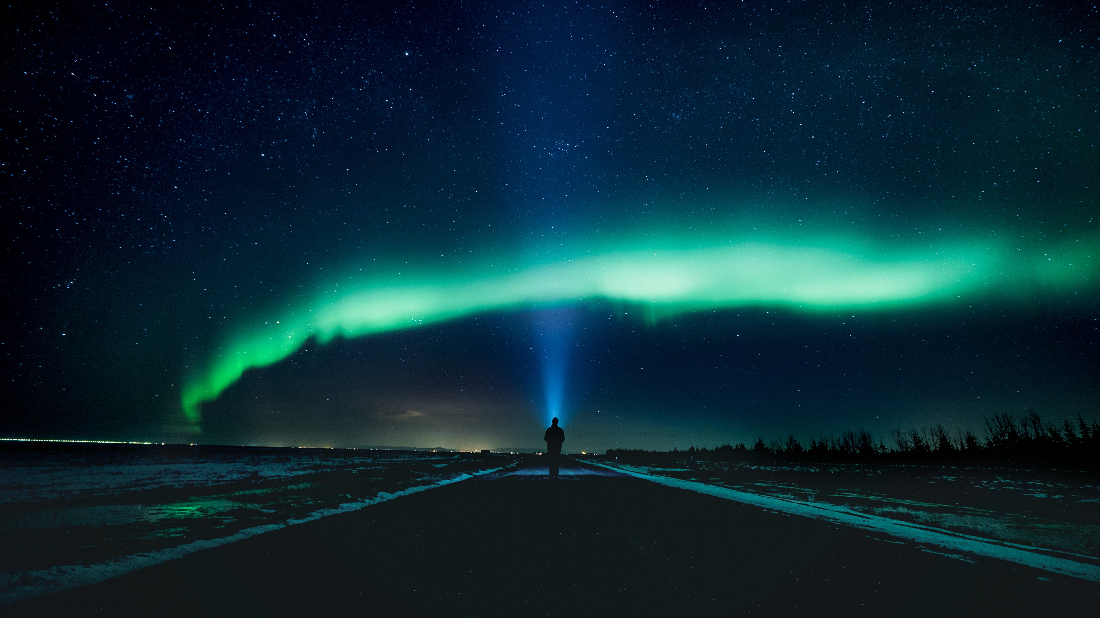 Aurora Borealis Wallpaper 4K, Night time, Northern Lights