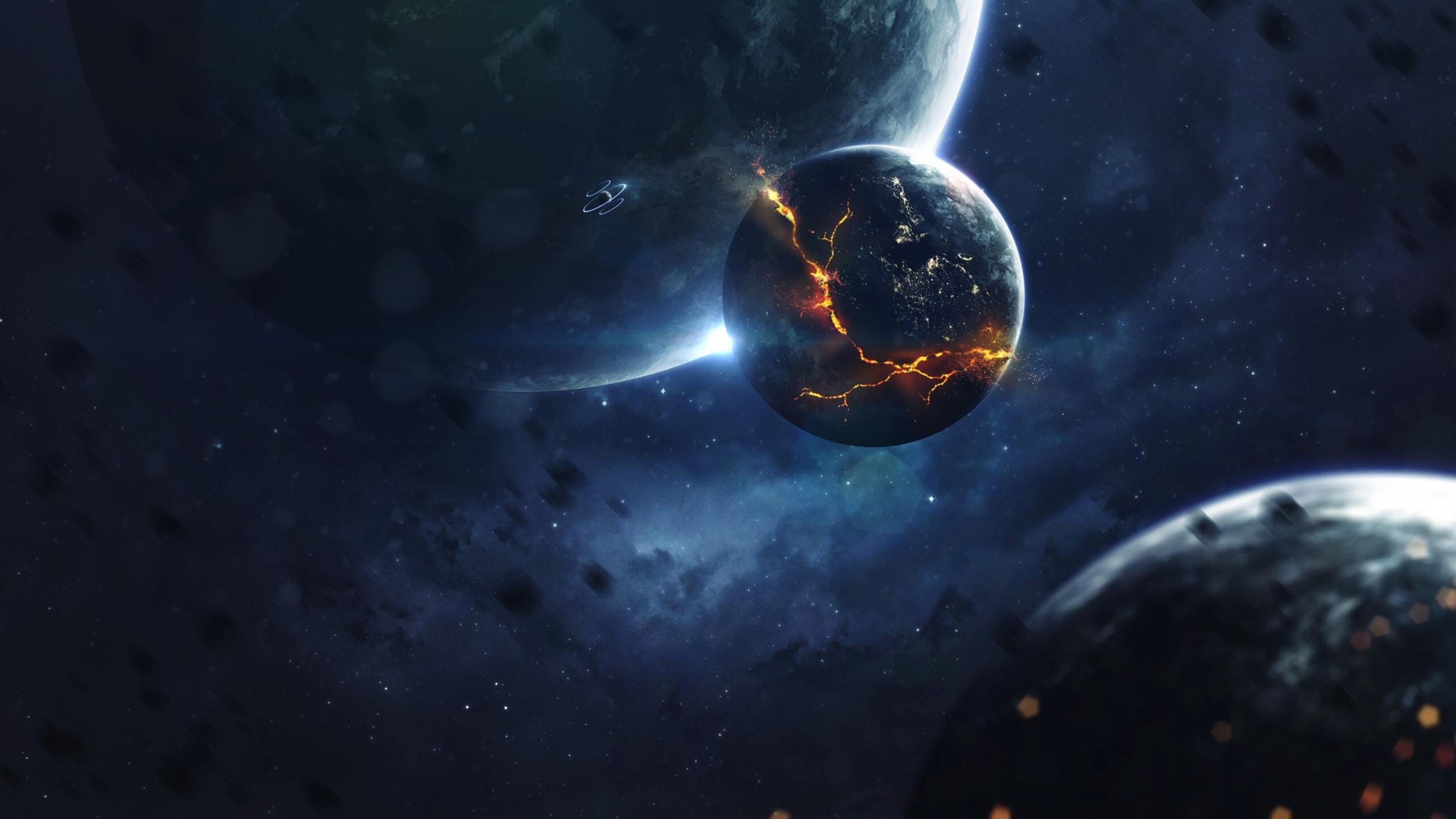 The cosmic planet is being torn apart · 2560x1440 QHD & WQHD (16:9) free photo from axebourne and wallpaper