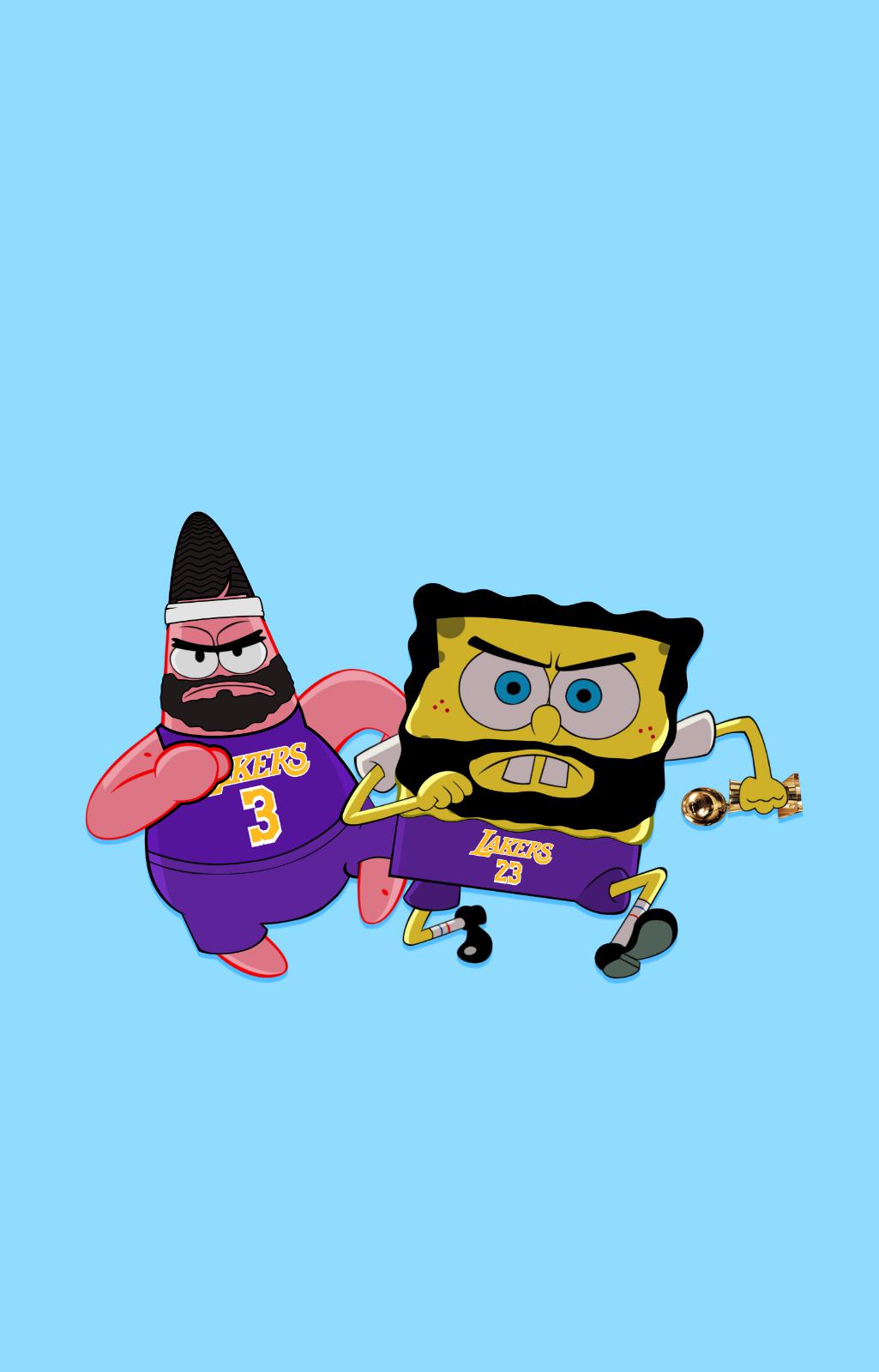 Got bored & made a phone background. Iconic Duo: LeBron & AD (Spongebob & Patrick)