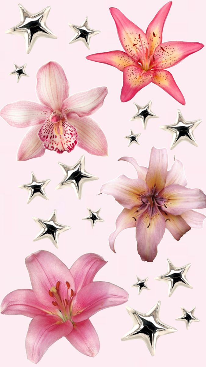 Background, flowers, pink, cute, coquette, y2k, iphone wallpaper, ipad background, cute, pretty, 2024 style, stars, balloons