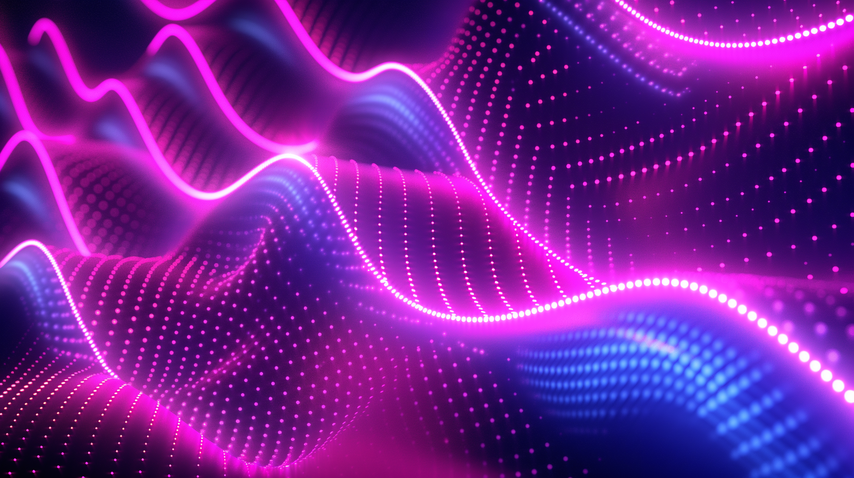 Mural Wallpaper teen room. Leds in rgb waves