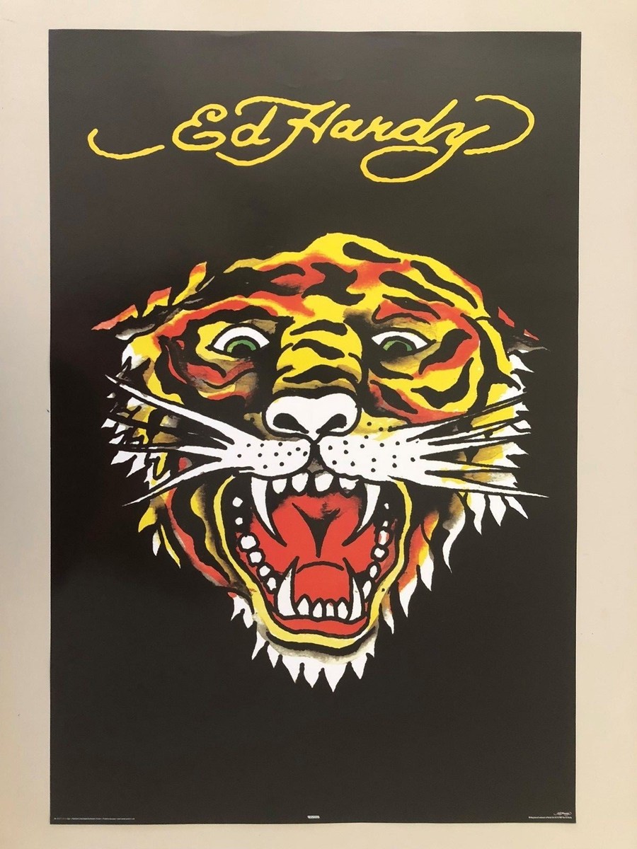 ED HARDY, TATTOOS, 'TIGER' , RARE AUTHENTIC LICENSED 2007 POSTER