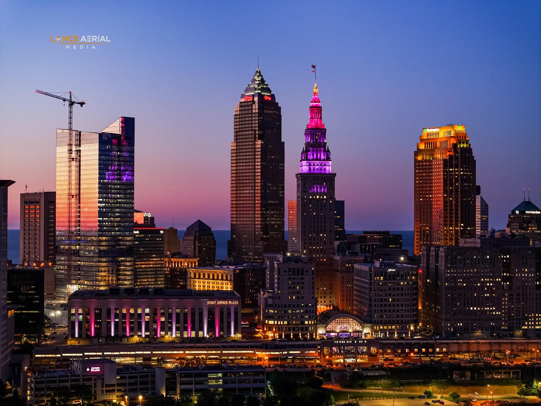 Cleveland Skyline tonight finally has all the glass on