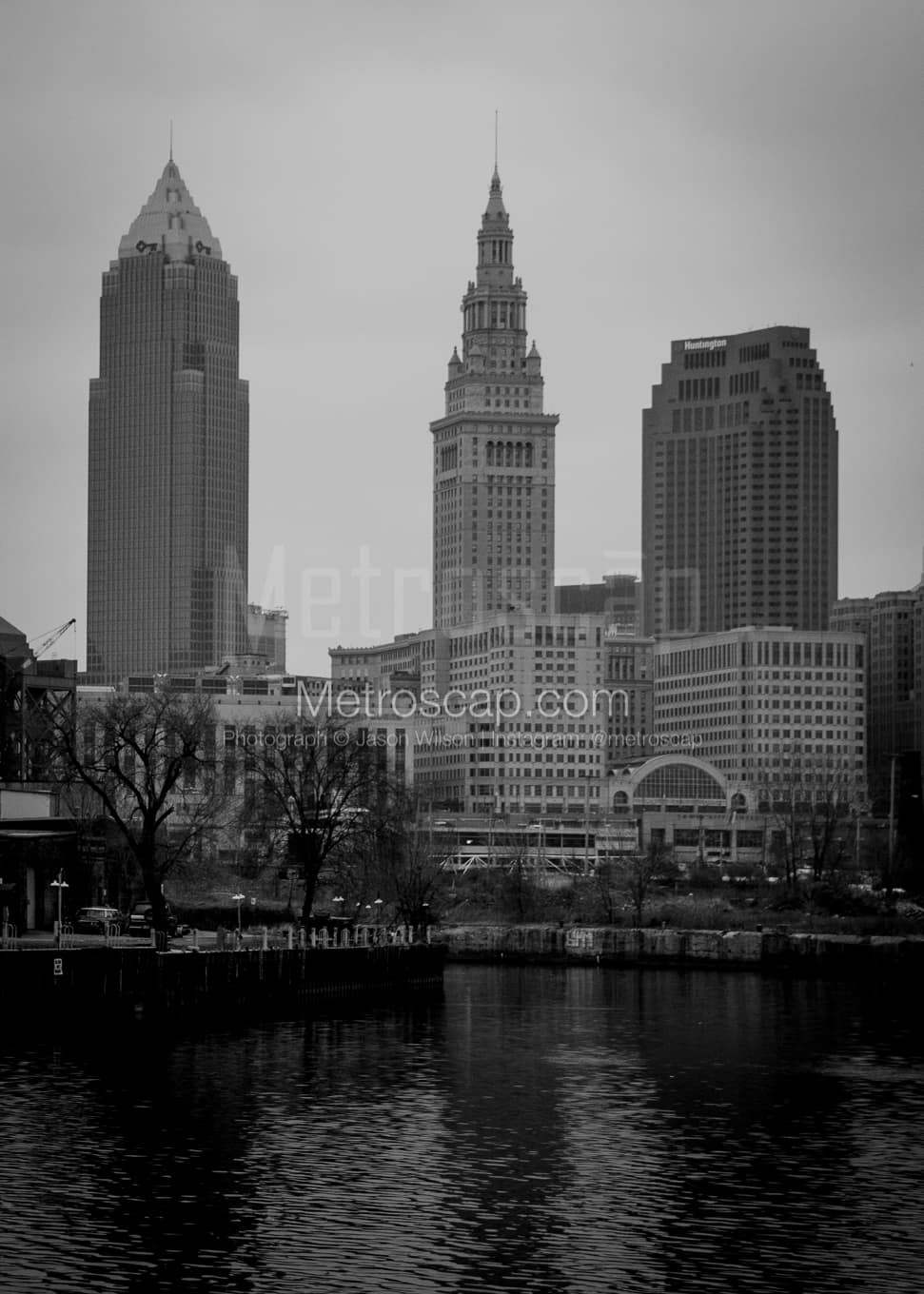 Cleveland Photo Black and White: The Cleveland Skyline from Columbus Road