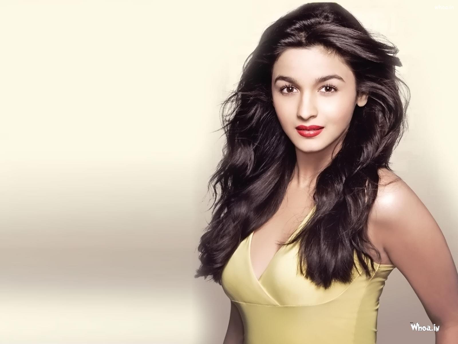 Alia Bhatt Yellow Dress With Face Closeup HD Wallpaper