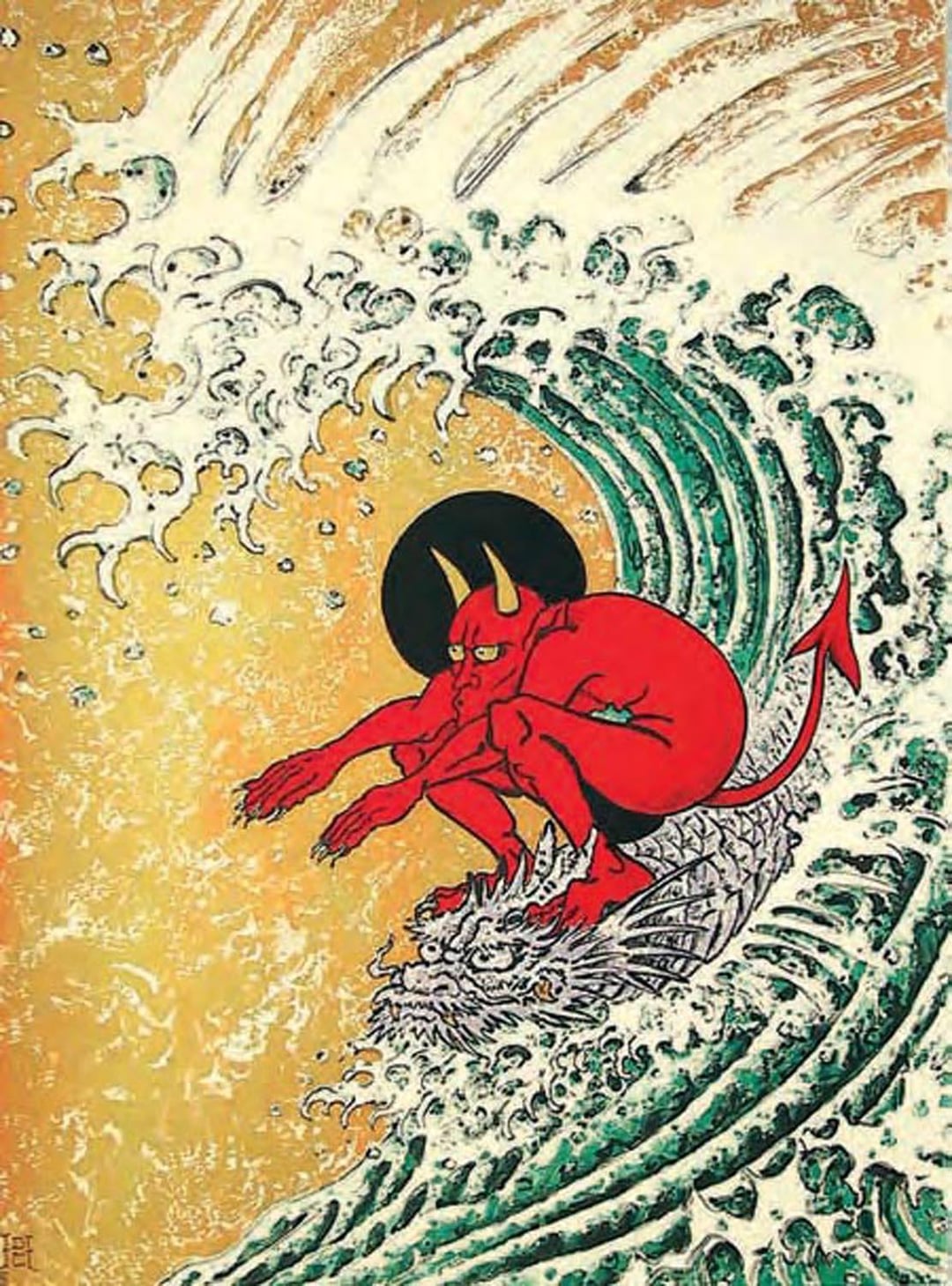 Surf or Die, Ed Hardy, color lithograph, 2011