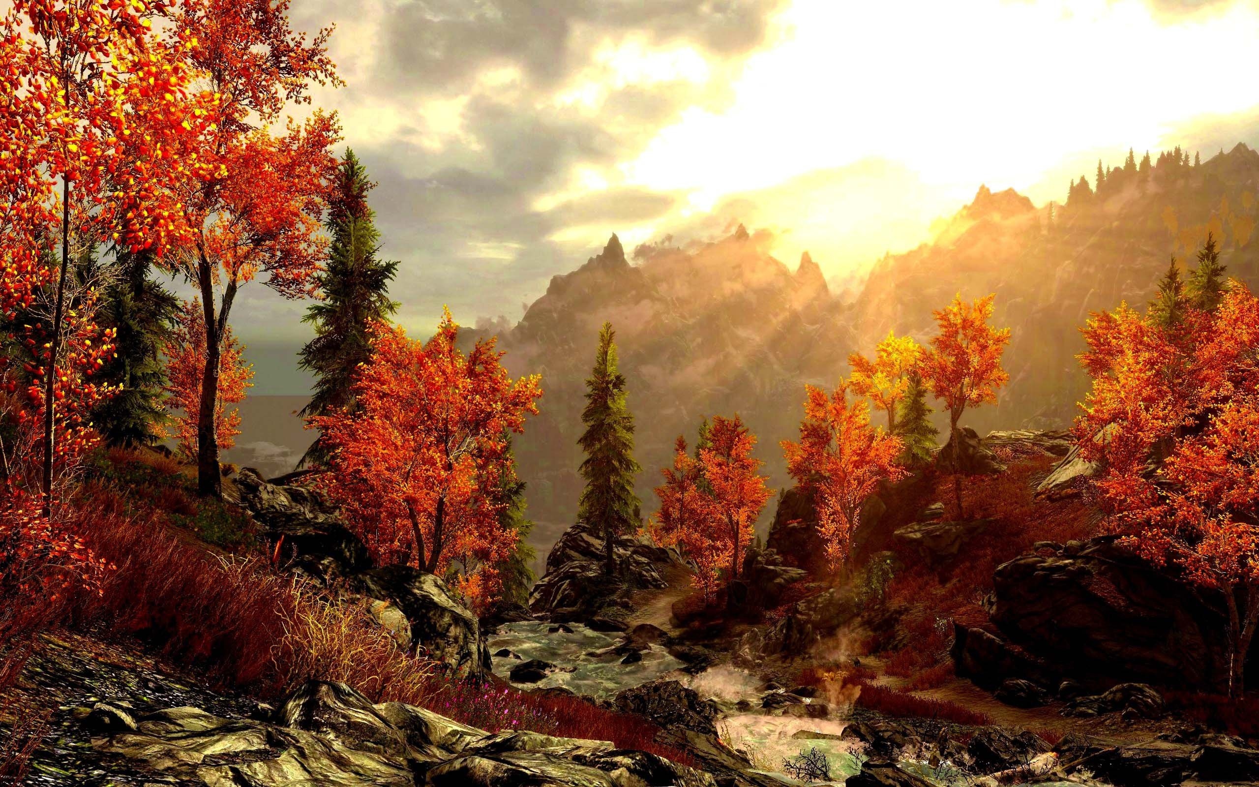 the beautiful mountains in autumn Desktop wallpaper 1920x1080