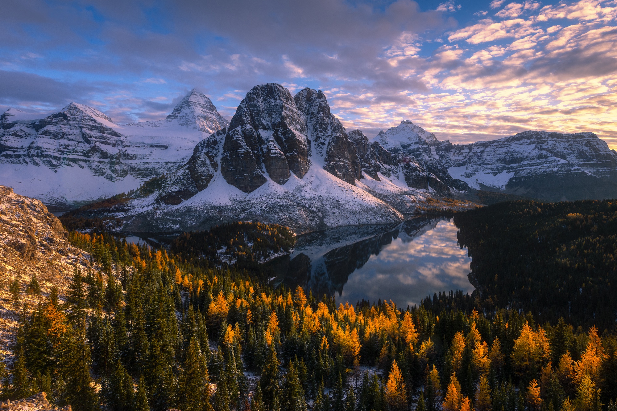 Wallpaper autumn, forest, mountains, lake, Canada, Canada, British Columbia, British Columbia for mobile and desktop, section пейзажи, resolution 2000x1334