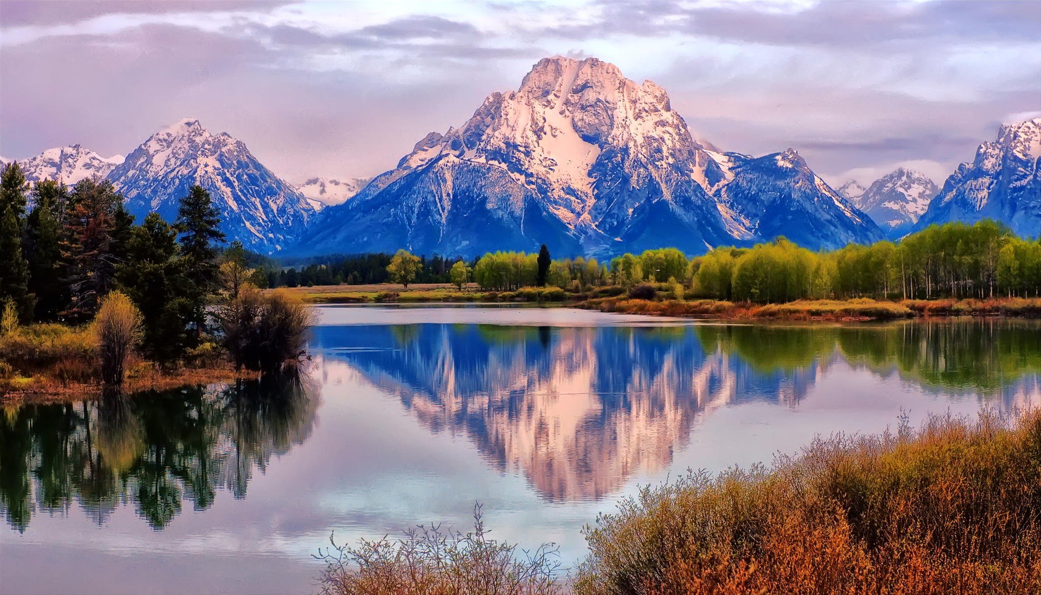 landscape, Nature, Lake, Mountains, Fall, Reflection, Grand, Teton, Mount, Moran, Wyoming Wallpaper HD / Desktop and Mobile Background