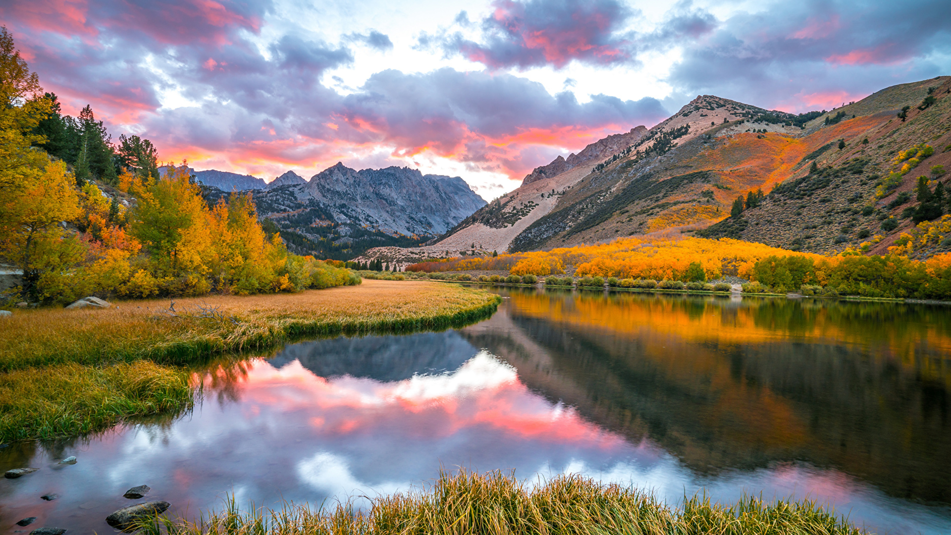 image California USA North Lake Autumn Nature Mountains 1920x1080