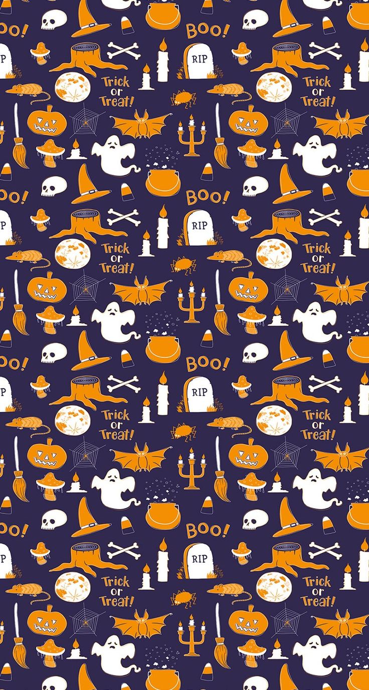 Happy Halloween! :-) #happy #halloween #trick or #treat and stay #scary # wallpaper #background #purple #orange #black #cat #bat #iphone
