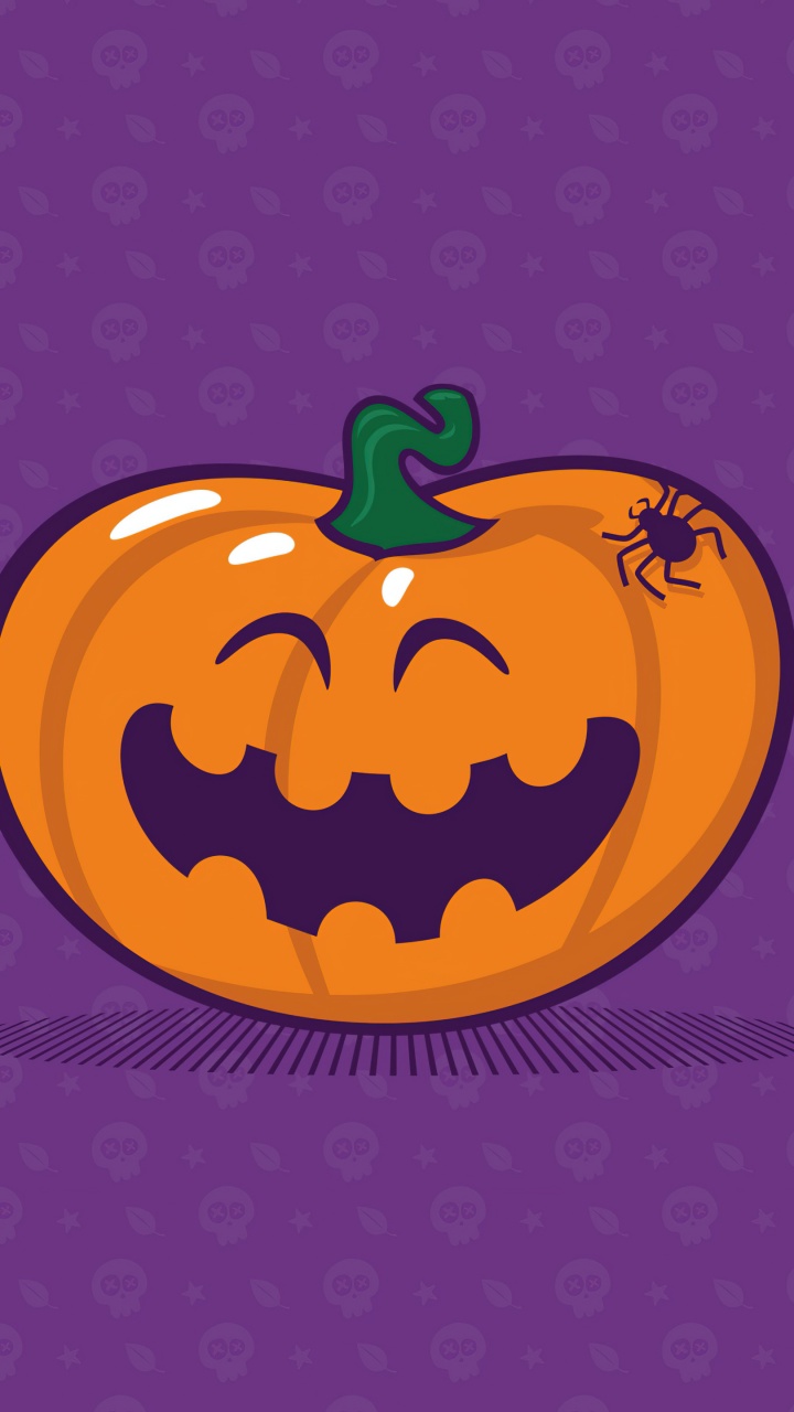 Cute smiling Halloween pumpkin 5K wallpaper
