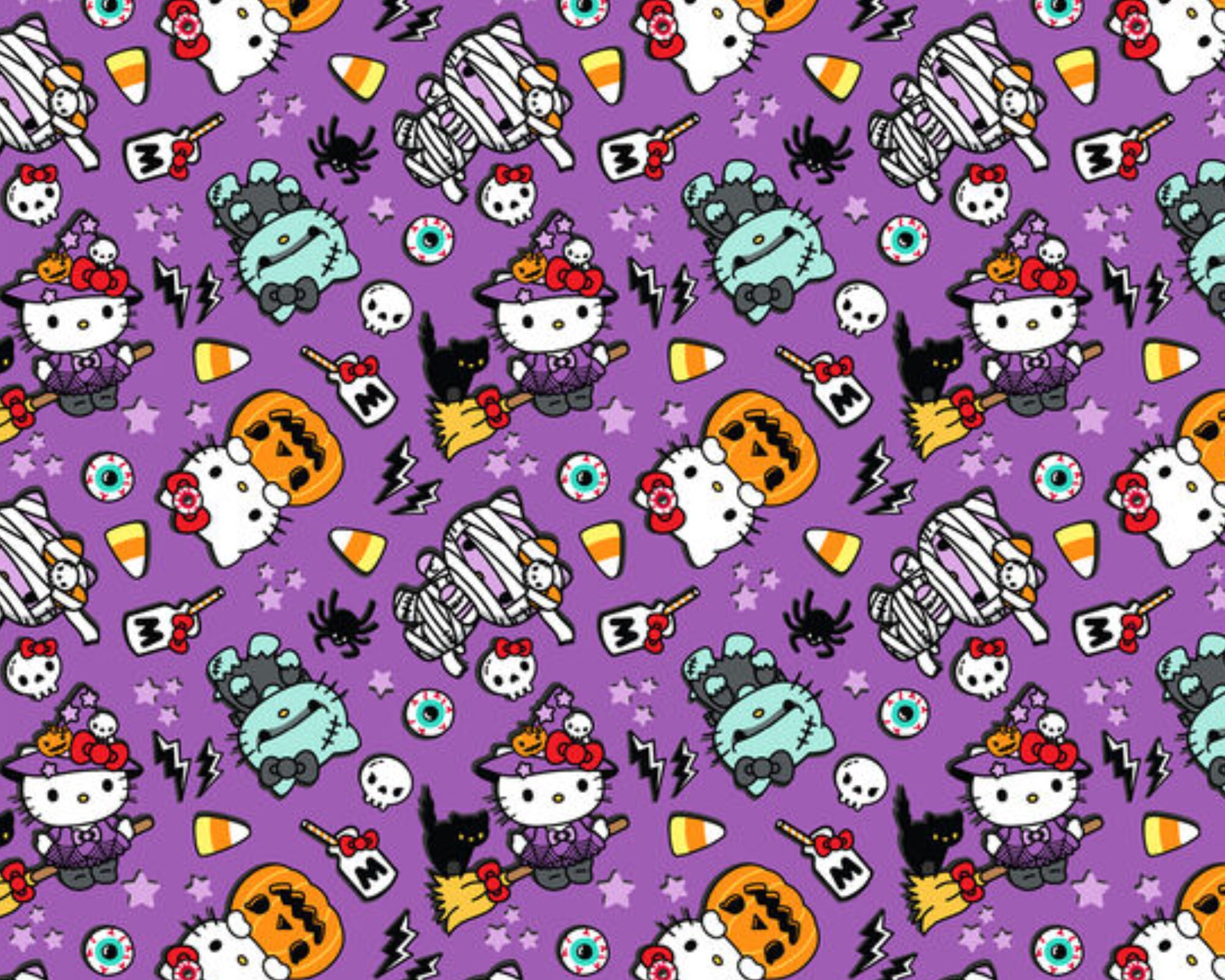 Hello Kitty Halloween Fabric, Hello Kitty Boo on Pink Licensed by Sanrio for Springs Creative Novelty Cotton Fabric