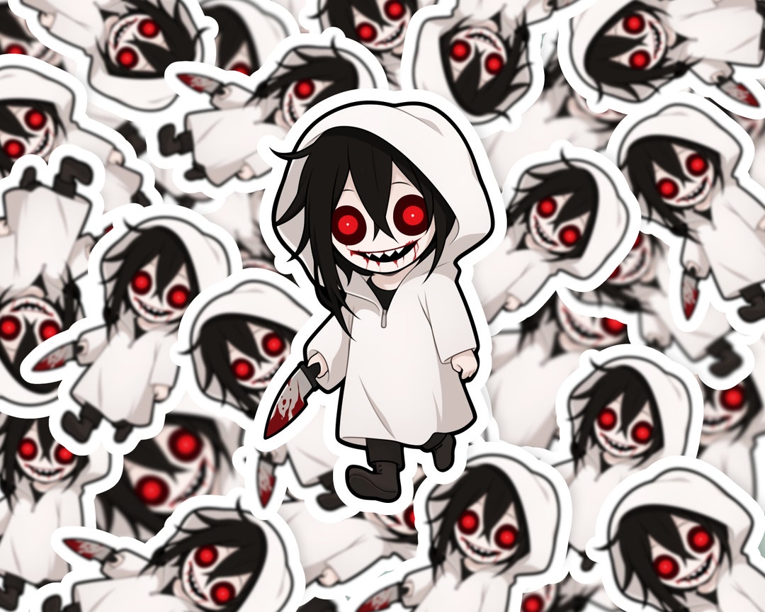 Jeff The Killer Sticker. Creepypasta. Water Resistant. Die Cut Easypeel. Holographic Gem Glass. Glossy. Water Bottle, Laptop