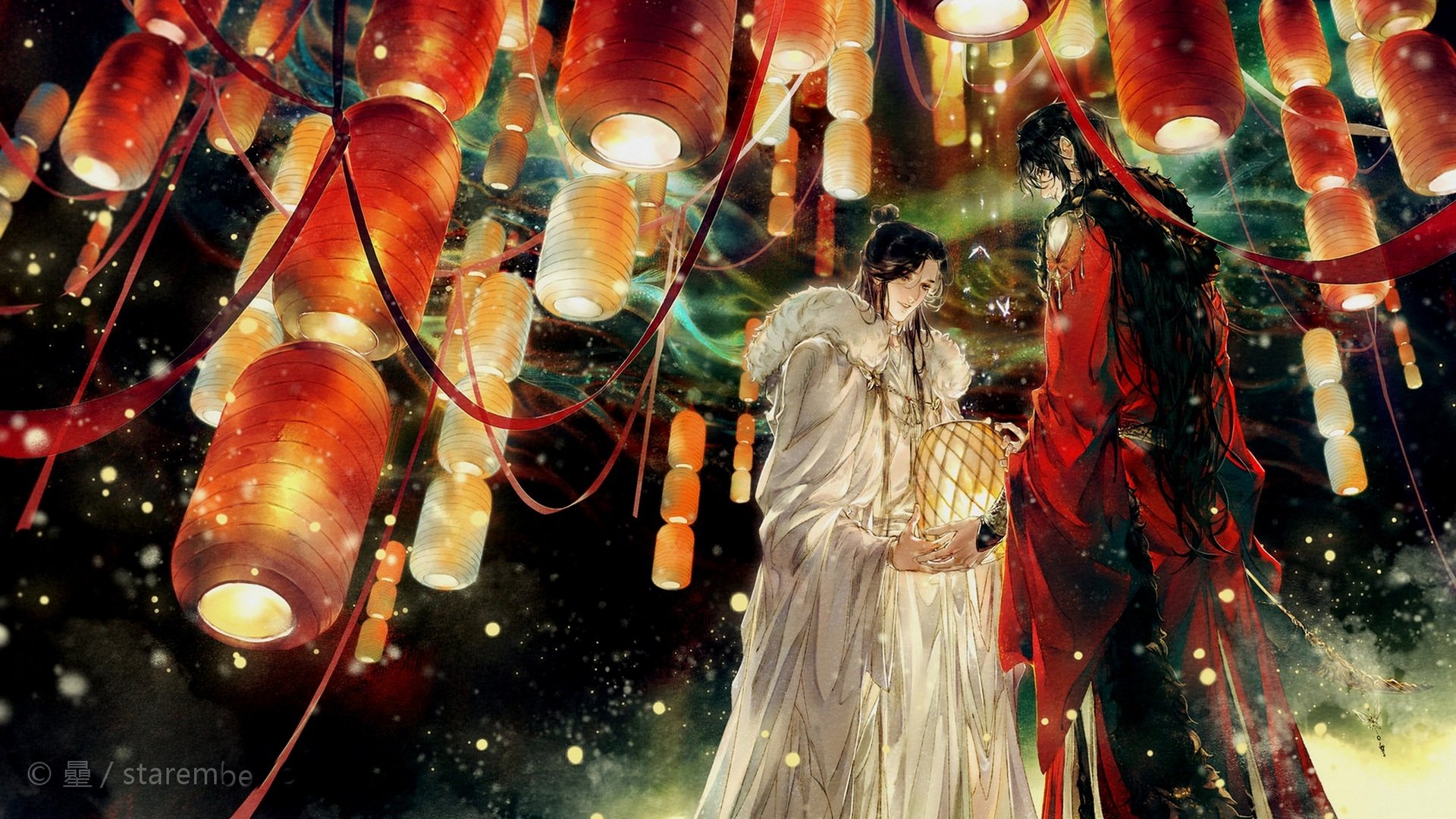 Heaven Official's Blessing: Xie Lian & Hua Cheng Lantern Night HD Wallpaper