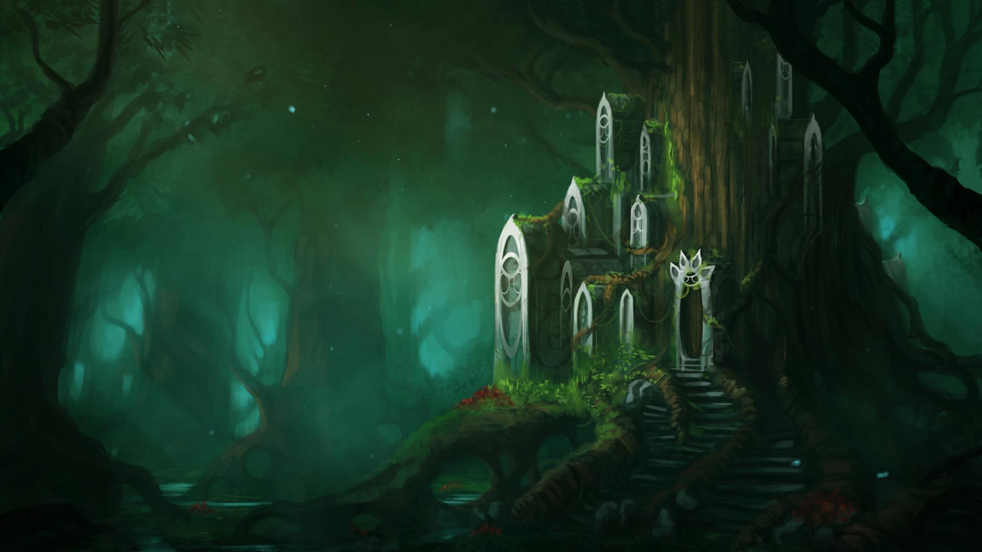 Fantasy Jungle Dark Desktop Wallpaper 111505