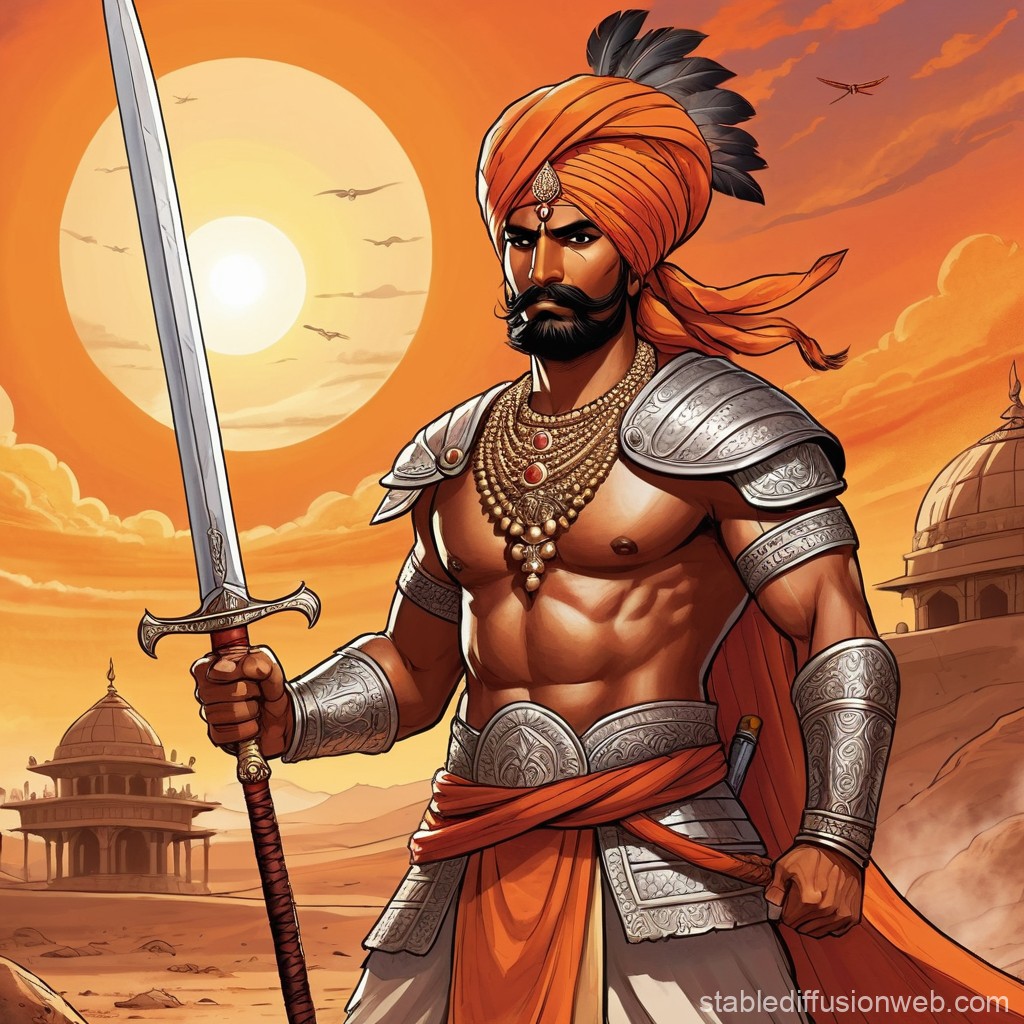 Rajput Warrior in Traditional Armor. Stable Diffusion Online