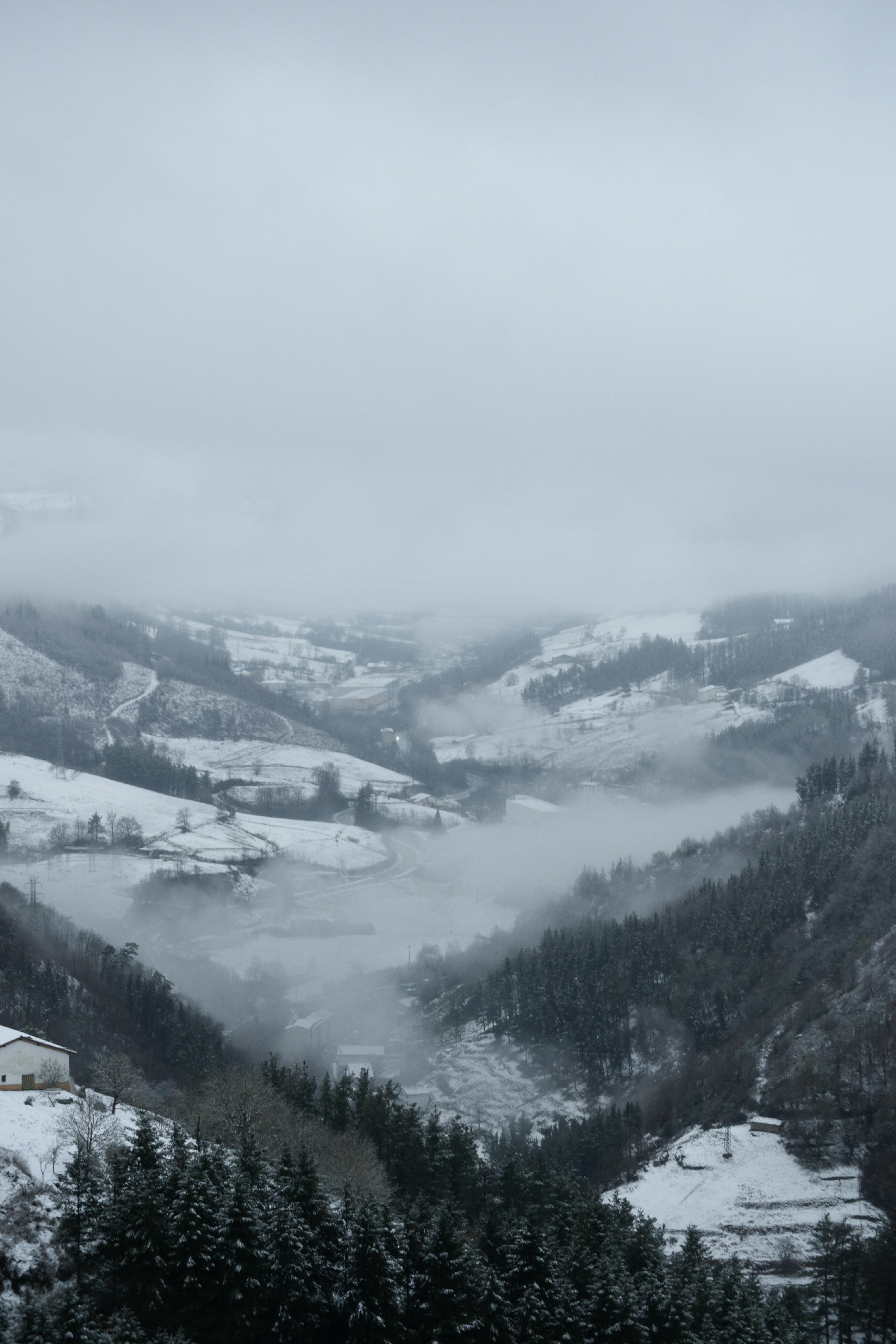 Winter Mountains in Fog in Nature Landscape · Free